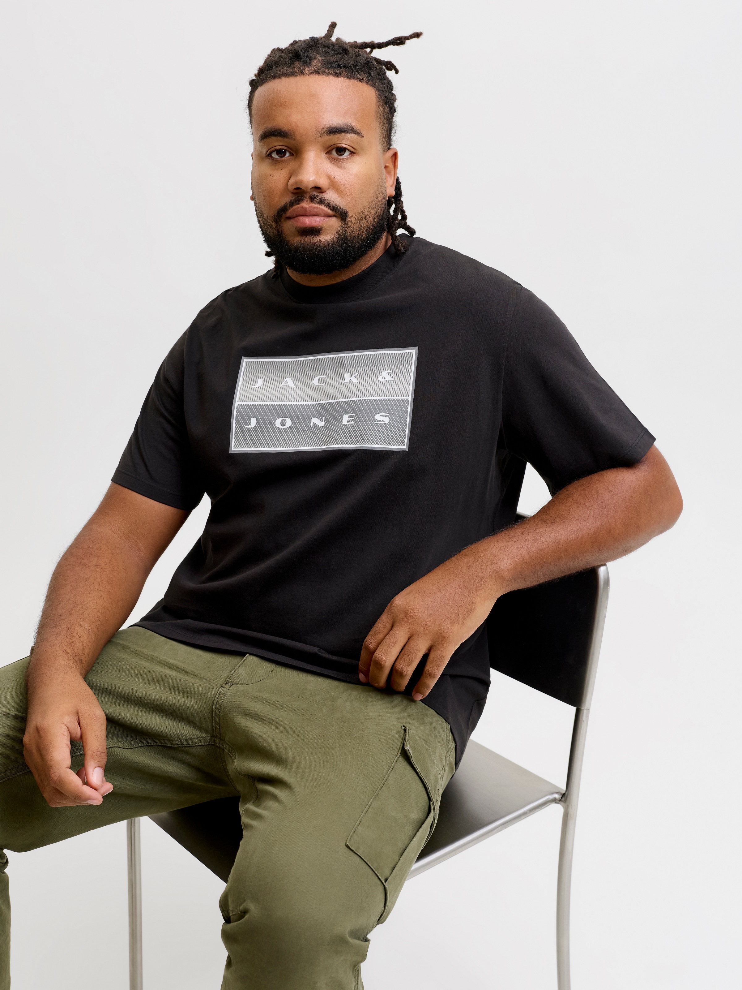 Jack & Jones PlusSize T-Shirt »JCOFUSION BOX PRINT TEE SS CN PLS« Baumwolle, regular fit