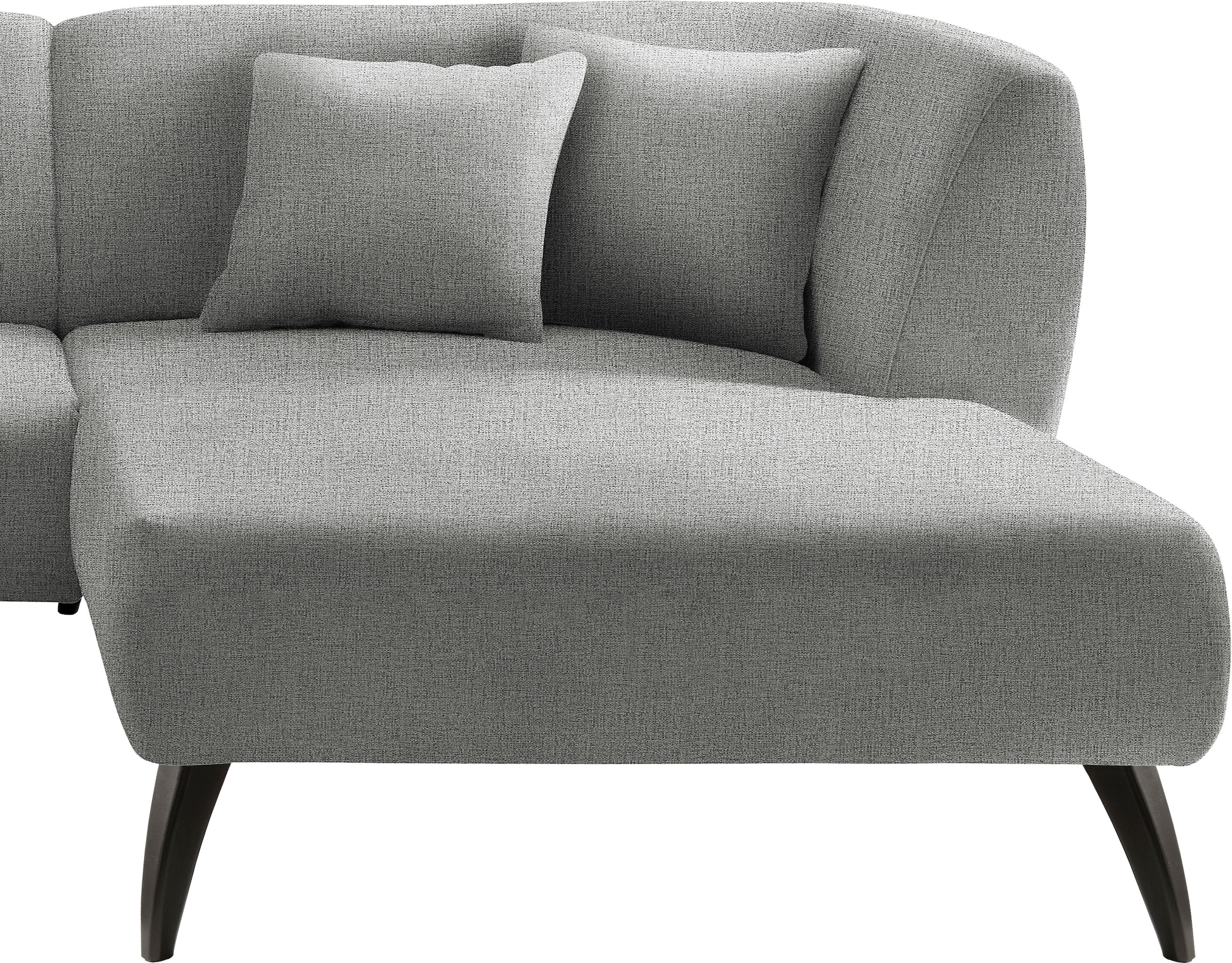 INOSIGN Ecksofa »Colori Polstermöbel mit zeitlos eleganter Rückenführung. L-Form«, Holzfußfarbe wählbar, inkl. 4x Zierkissen