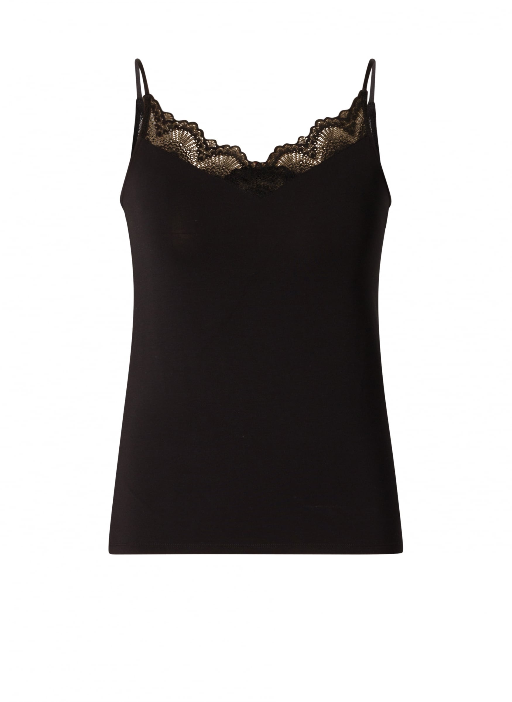 Base Level Spitzentop mit Spaghetti-Trägern und Spitzen-Details