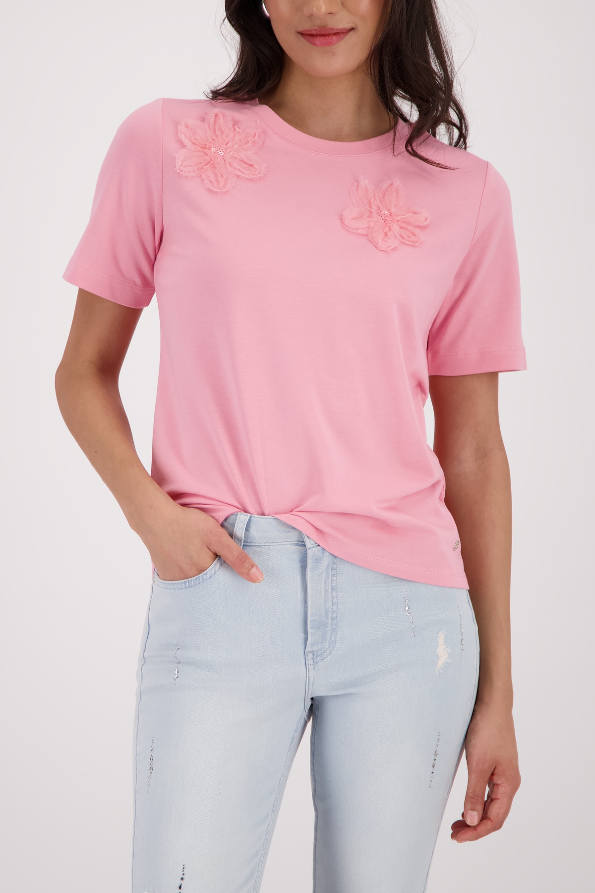 Monari T-Shirt »Shirt 3D Blume« Regular fit mit 3D-Blumen