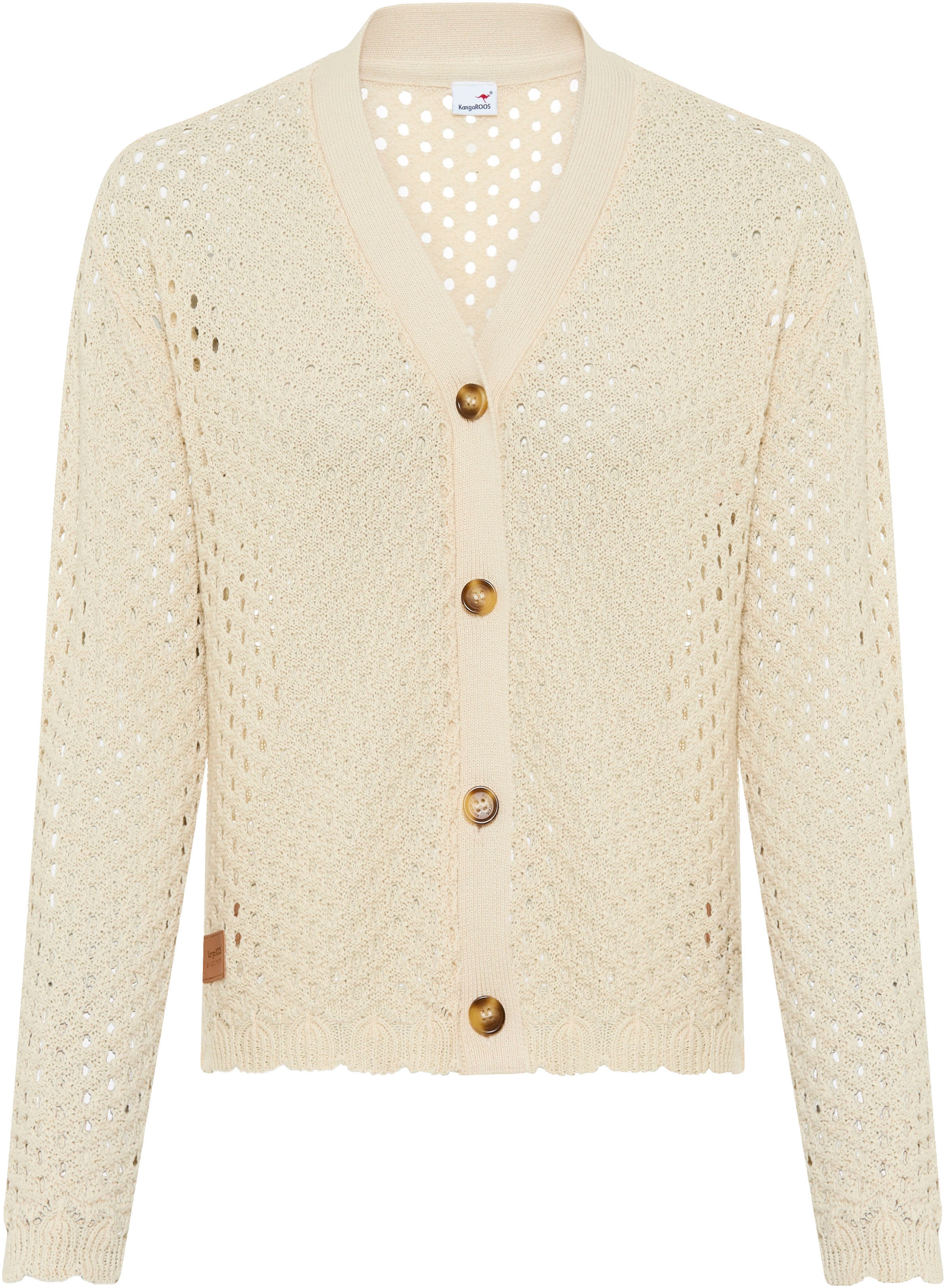 KangaROOS Ajourstrickjacke casual Stil, Langarm, bequeme Passform, Ajourstrick