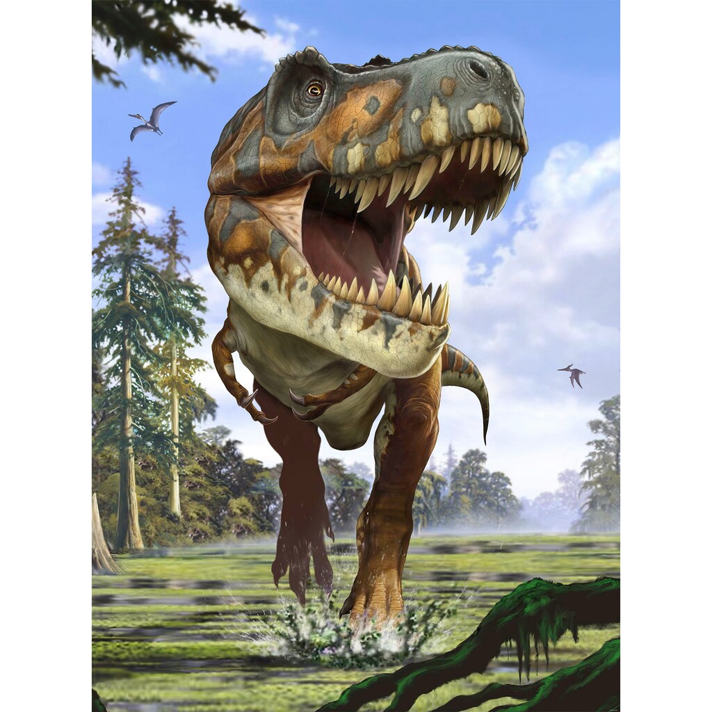 Komar Fototapete »Tyrannosaurus Rex«, bedruckt-Comic-Retro-mehrfarbig