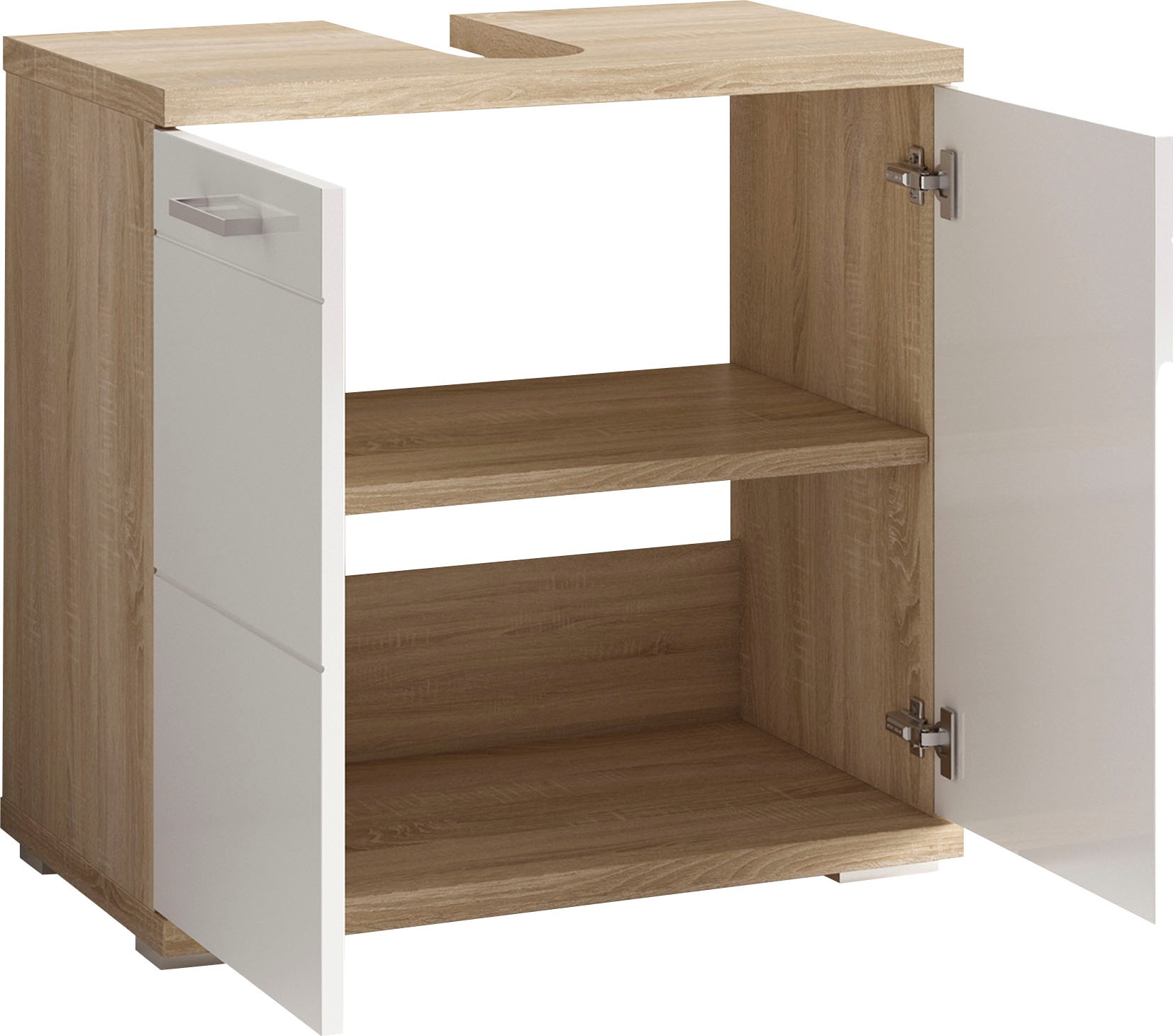 byLIVING Waschbeckenunterschrank »Nebraska«, Breite 60 cm, mit Hochglanzlackierung und verchromten Metallgriffen