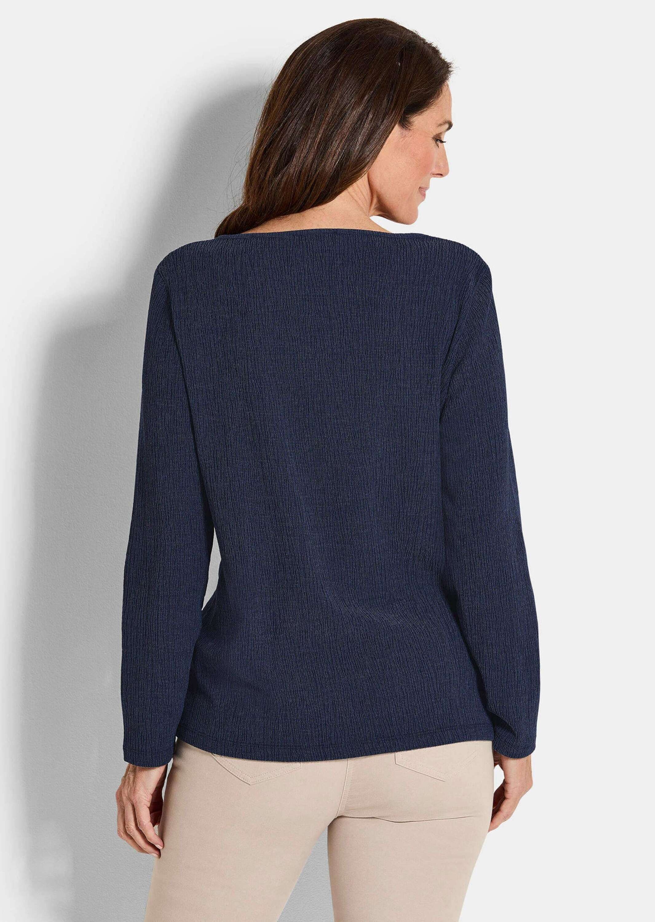 GOLDNER Langarmshirt »Kurzgröße Langarm Melange Jersey-Oberteil« U-Boot-Ausschnitt