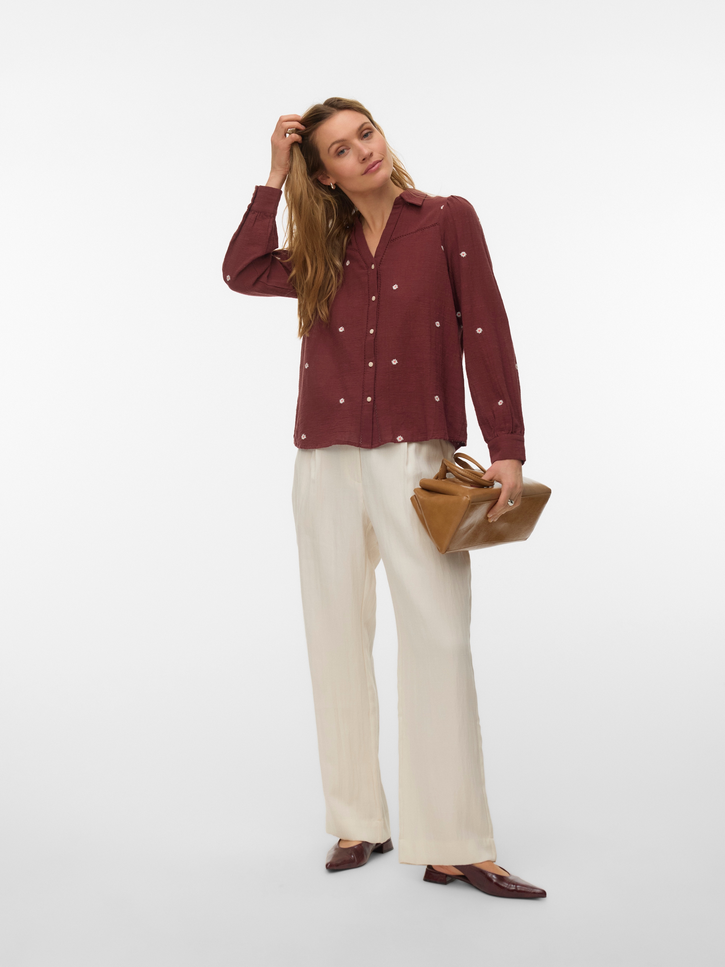 Vero Moda Langarmbluse »VMJILLIAN LS SHIRT WVN BTQ« Baumwolle