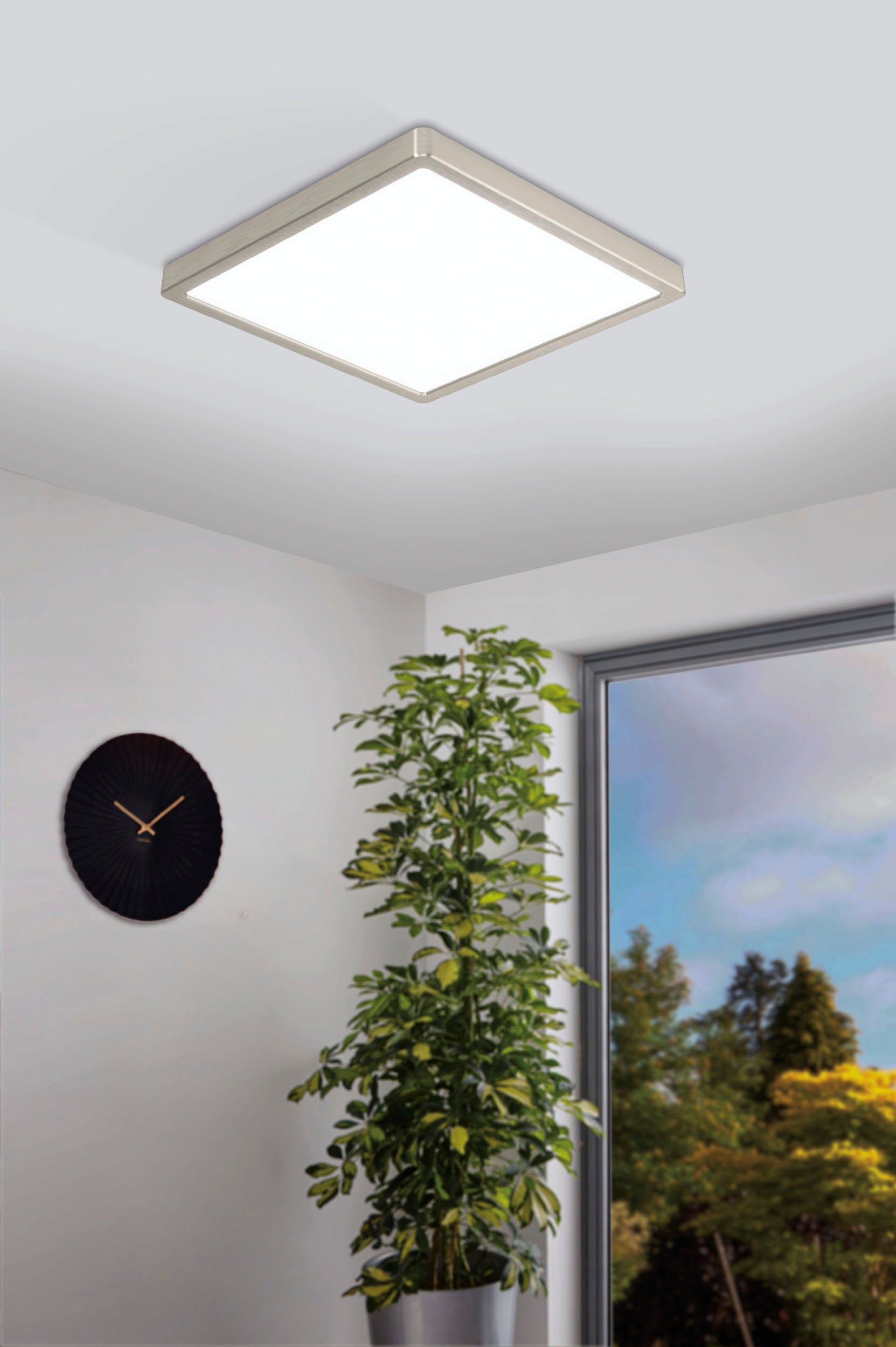 EGLO Deckenleuchte »FUEVA-Z«, Leuchtmittel LED-Modul | LED fest integriert, Deckenleuchte in nickel aus Alu - 19,5W - warmweiß - kaltweiß