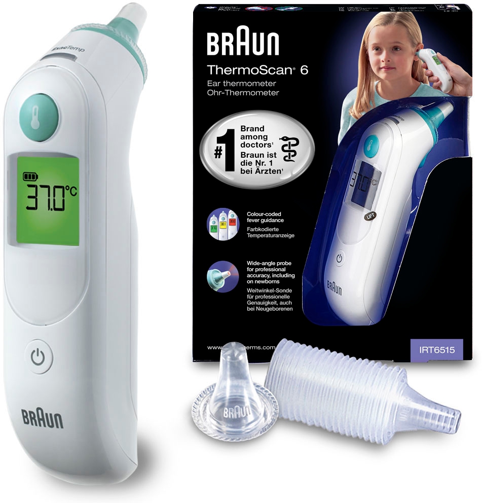 Braun 6 im 21 IRT6515«, Ohrthermometer »ThermoScan® Schutzkappen Online OTTO Inklusive Einweg Shop Ohr-Fieberthermometer