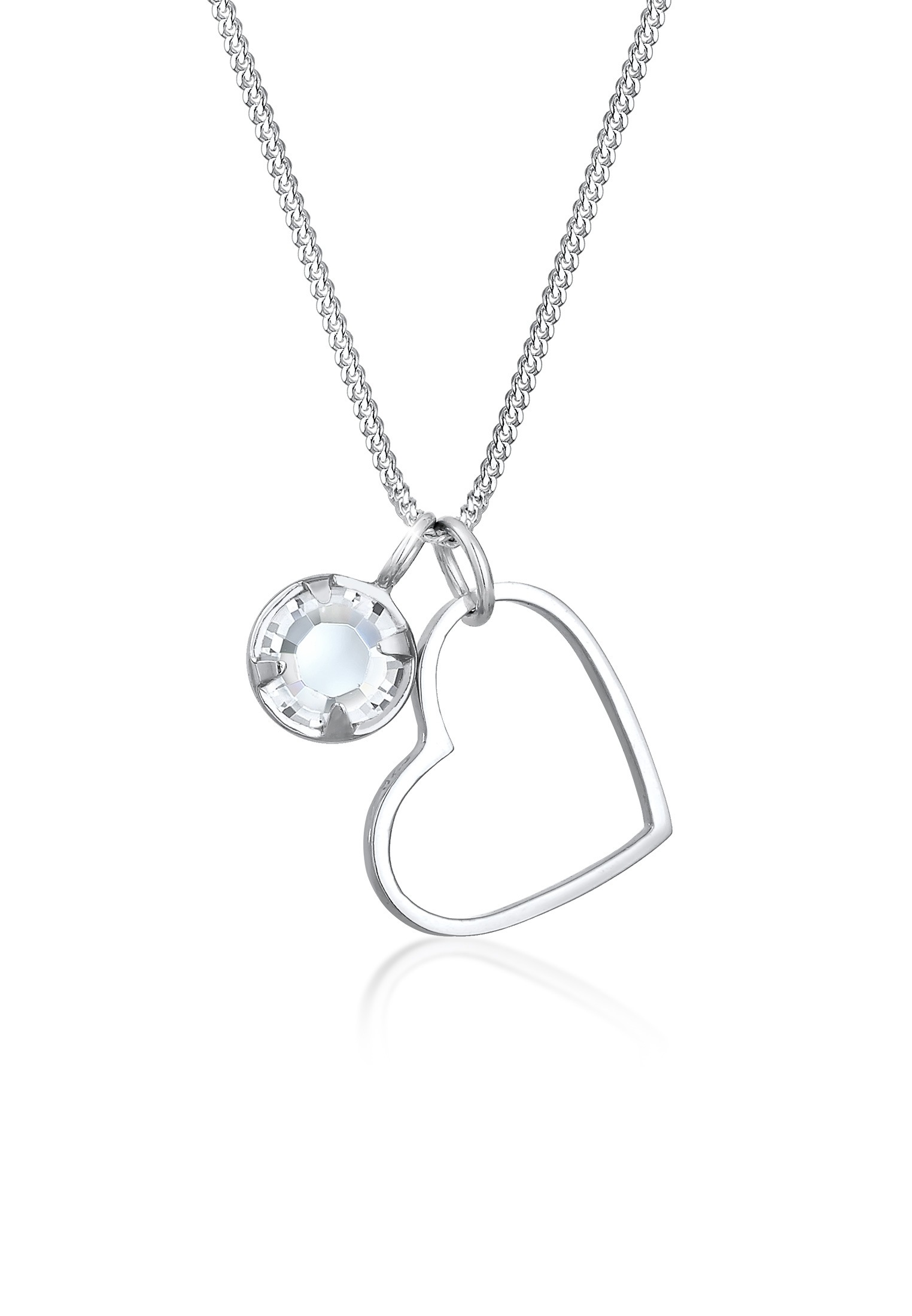 Elli Silberkette »Halskette Herz Glas Kristalle Weiß 925 Sterling Silber«