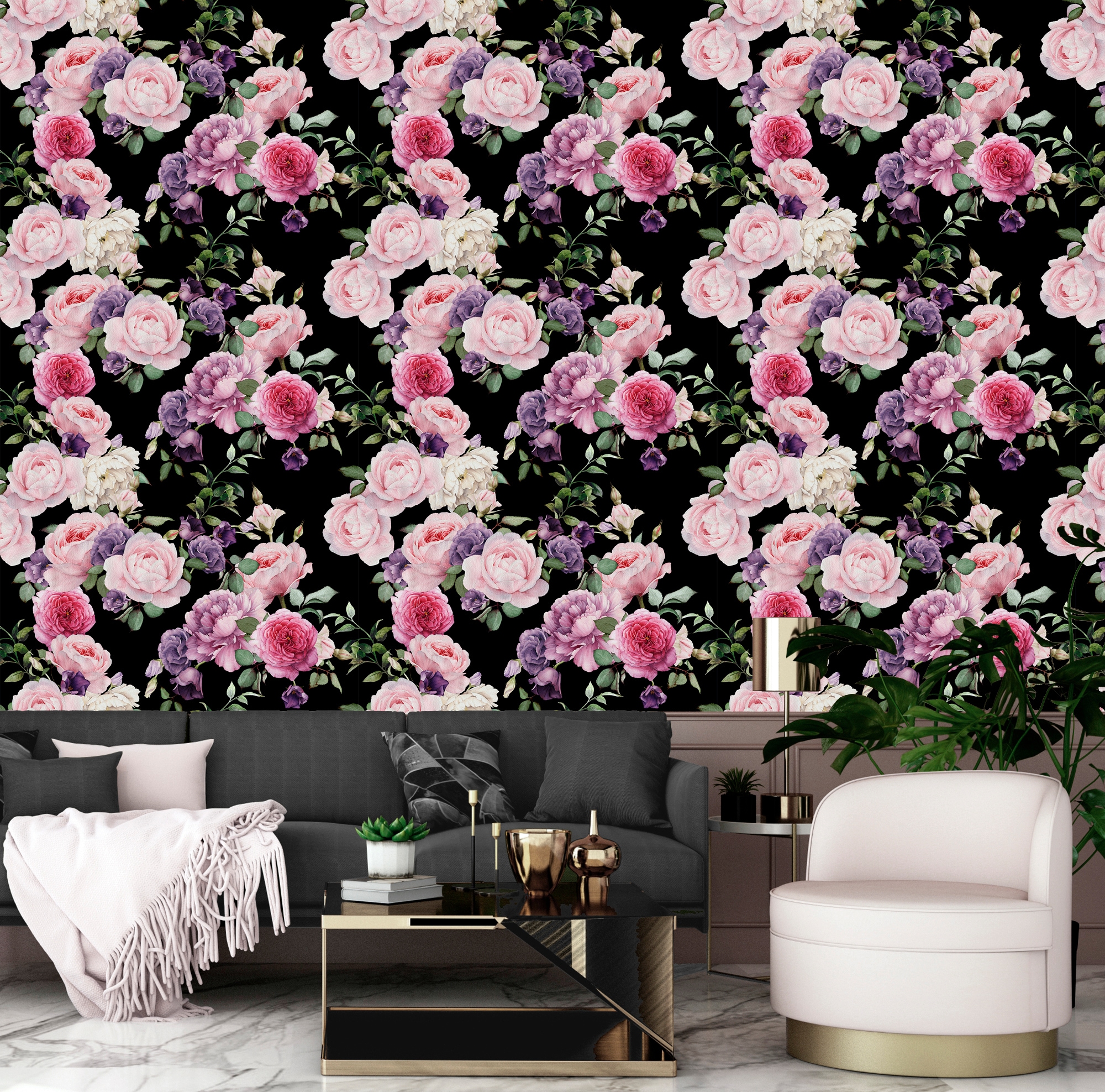 queence Vinyltapete »Isa«, bedruckt-Motiv-botanisch-floral-gemustert-natürlich, 90x250cm, selbstklebend, kinderleichte Anbringung, Sticker