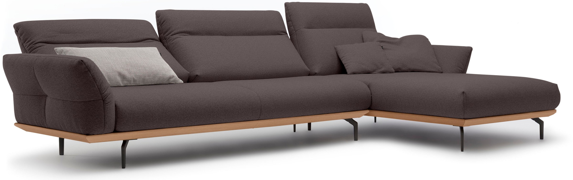 Creation BY ROLF BENZ Ecksofa »CR.460« Sockel in Eiche, Winkelfüße in Umbragrau, Breite 338 cm