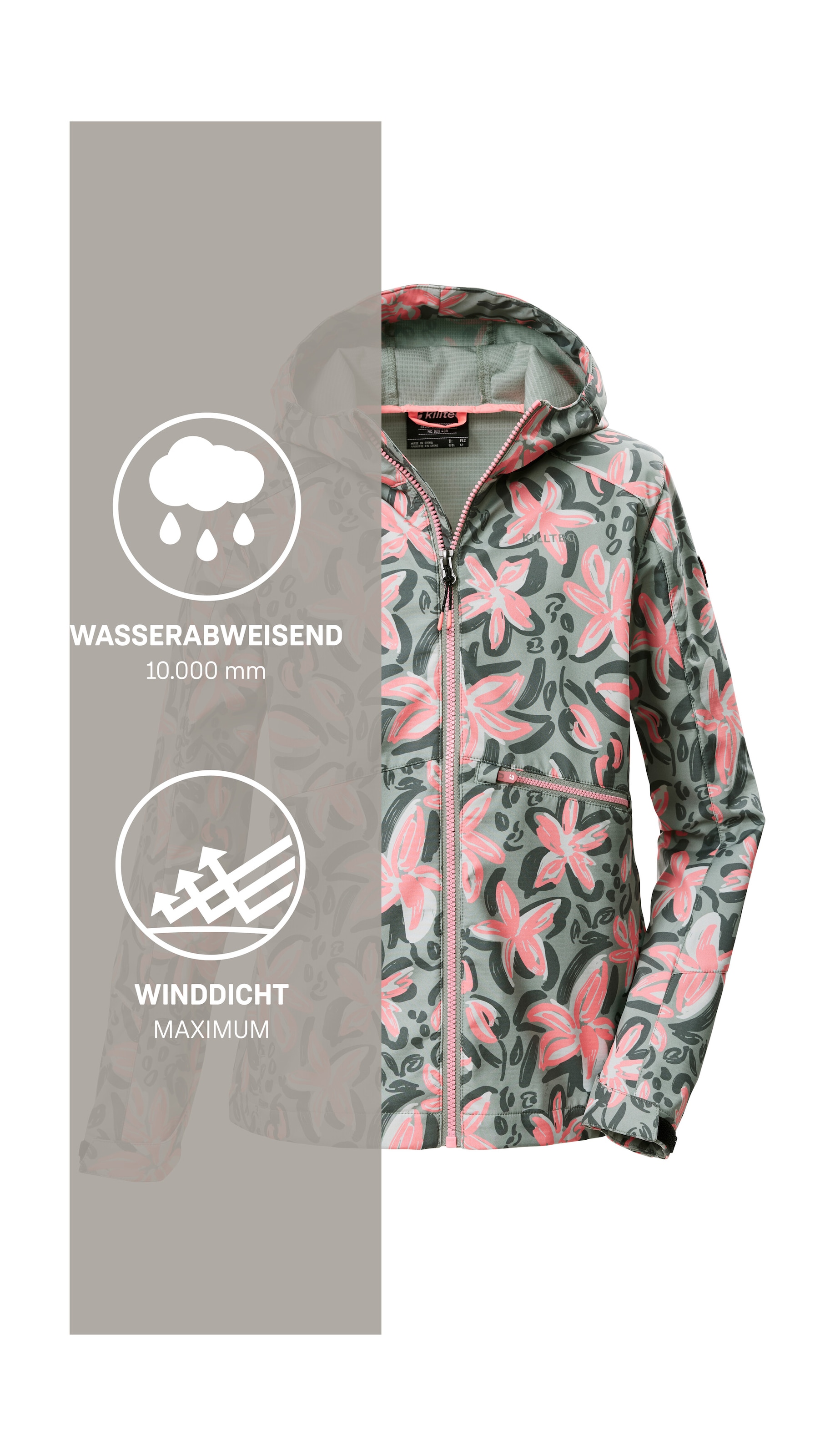 Killtec Softshelljacke »KOS 154 GRLS SFTSHLL JCKT« Wind- und wasserabweisende Kinderjacke mit buntem Print