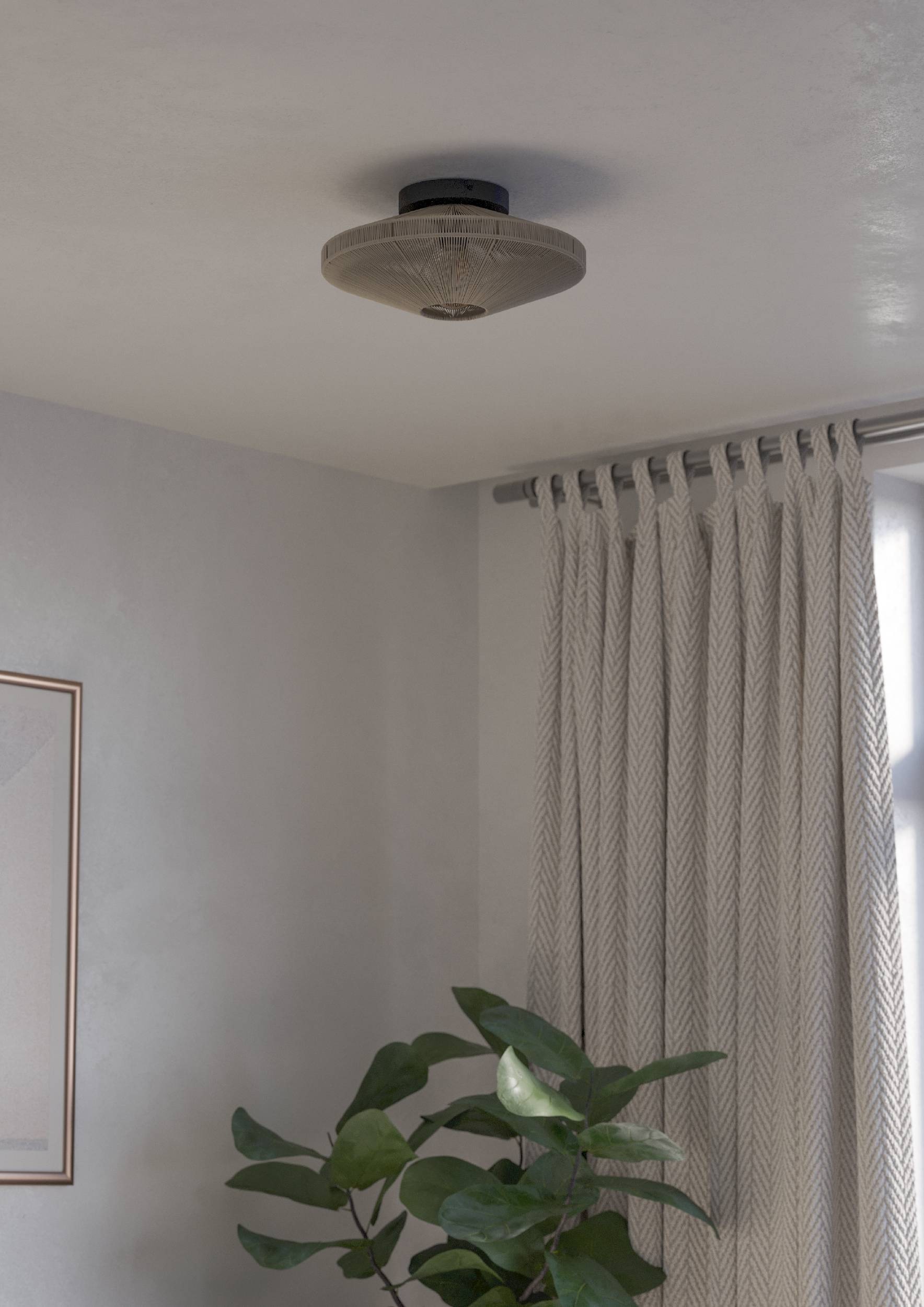 EGLO Deckenleuchte »Midsumer Deckenlampe, Deckenbeleuchtung, japanisch, Metall, E27, Lampe« E27 1 Stk. Wand-/Deckenleuchte - H17,5 x Ø38 cm - schwarz - 1X40W exkl.