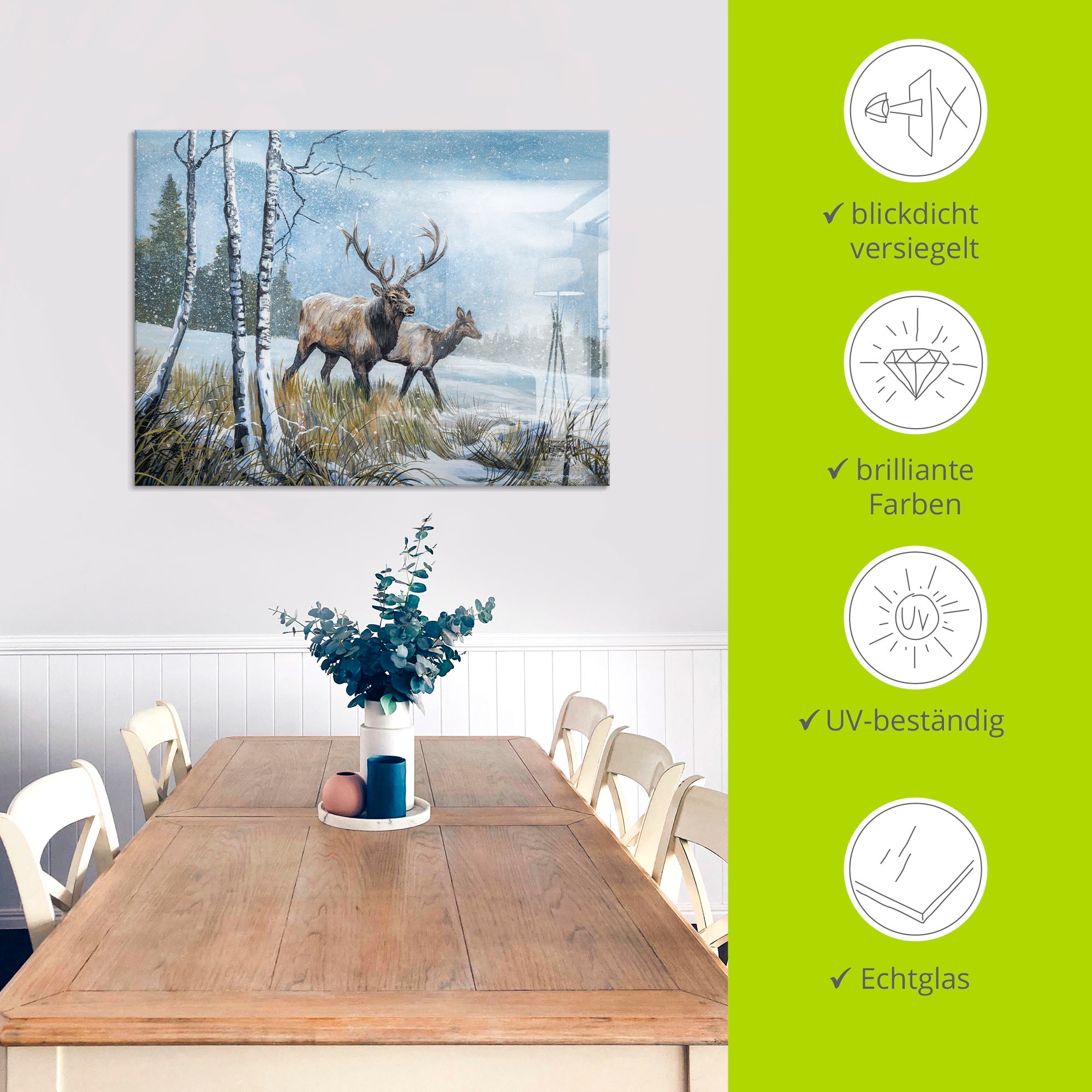 Artland Glasbild »Hirsch Reise IV«, Wildtiere, (1 St.), in verschiedenen Größen