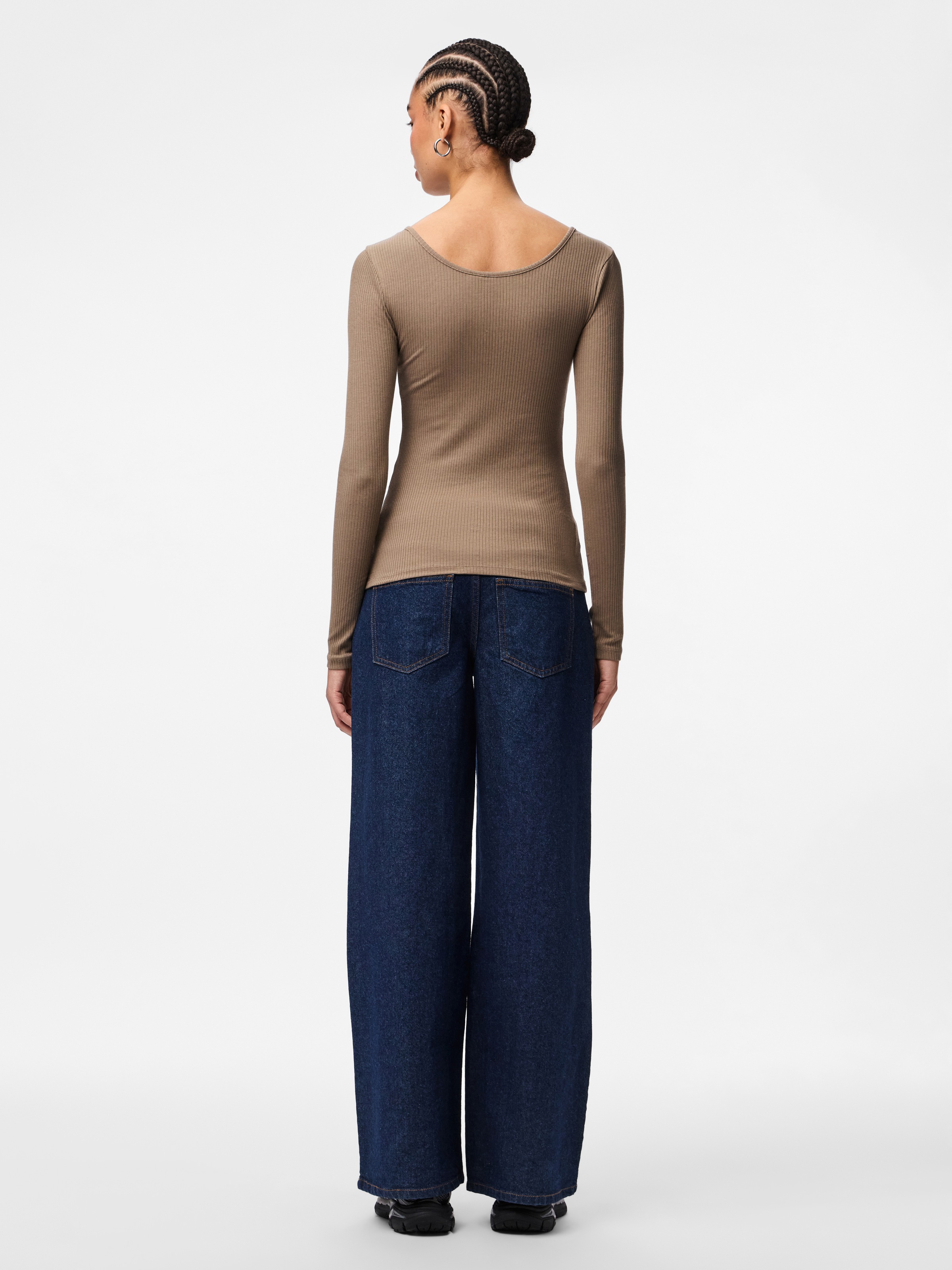 pieces Langarmshirt »PCKITTE LS TOP NOOS BC« Baumwollmischung, slim fit