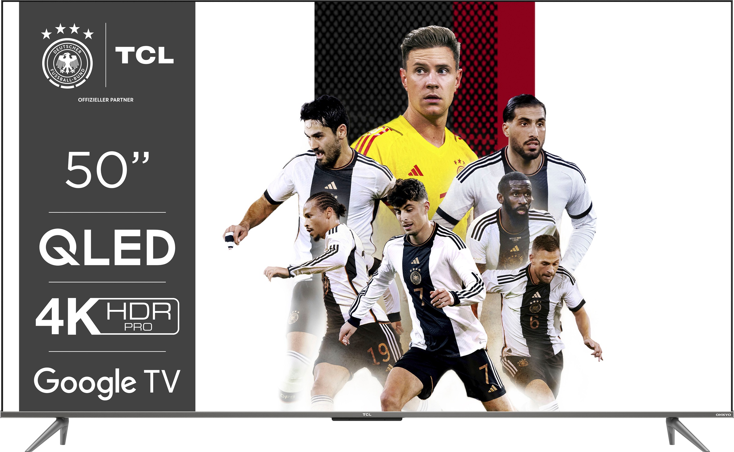 Tcl QLED-Fernseher »50C735X2« 126 cm/50 ′′ Smart-TV HDR Premium in grau, Größe 50 ′′