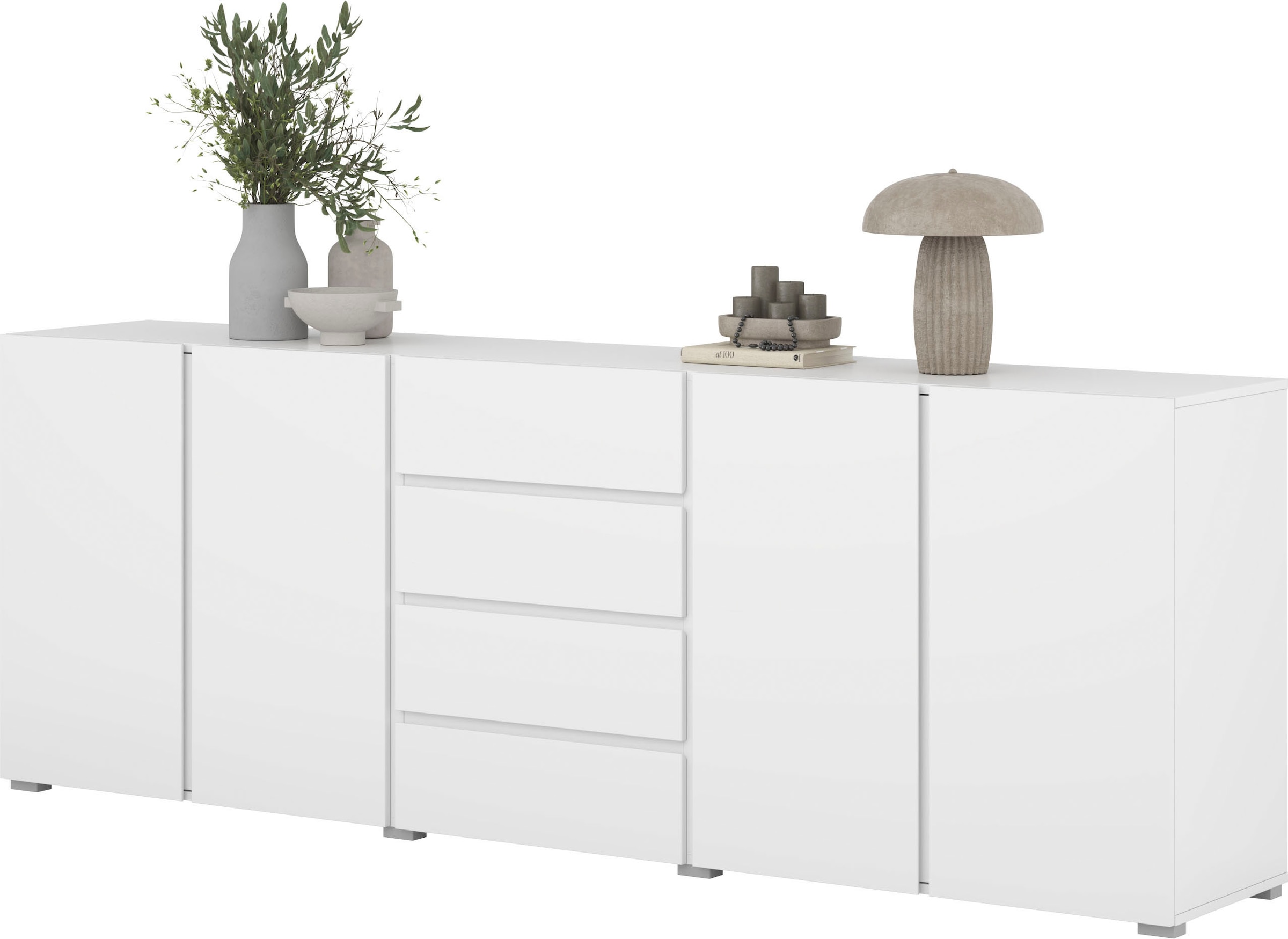 OTTO home Sideboard »Metric,Breite 222 cm, grifflose Kommode 4 Türen/4 Schubkästen« Schubladenschrank mit viel Stauraum, Einlegeböden verstellbar