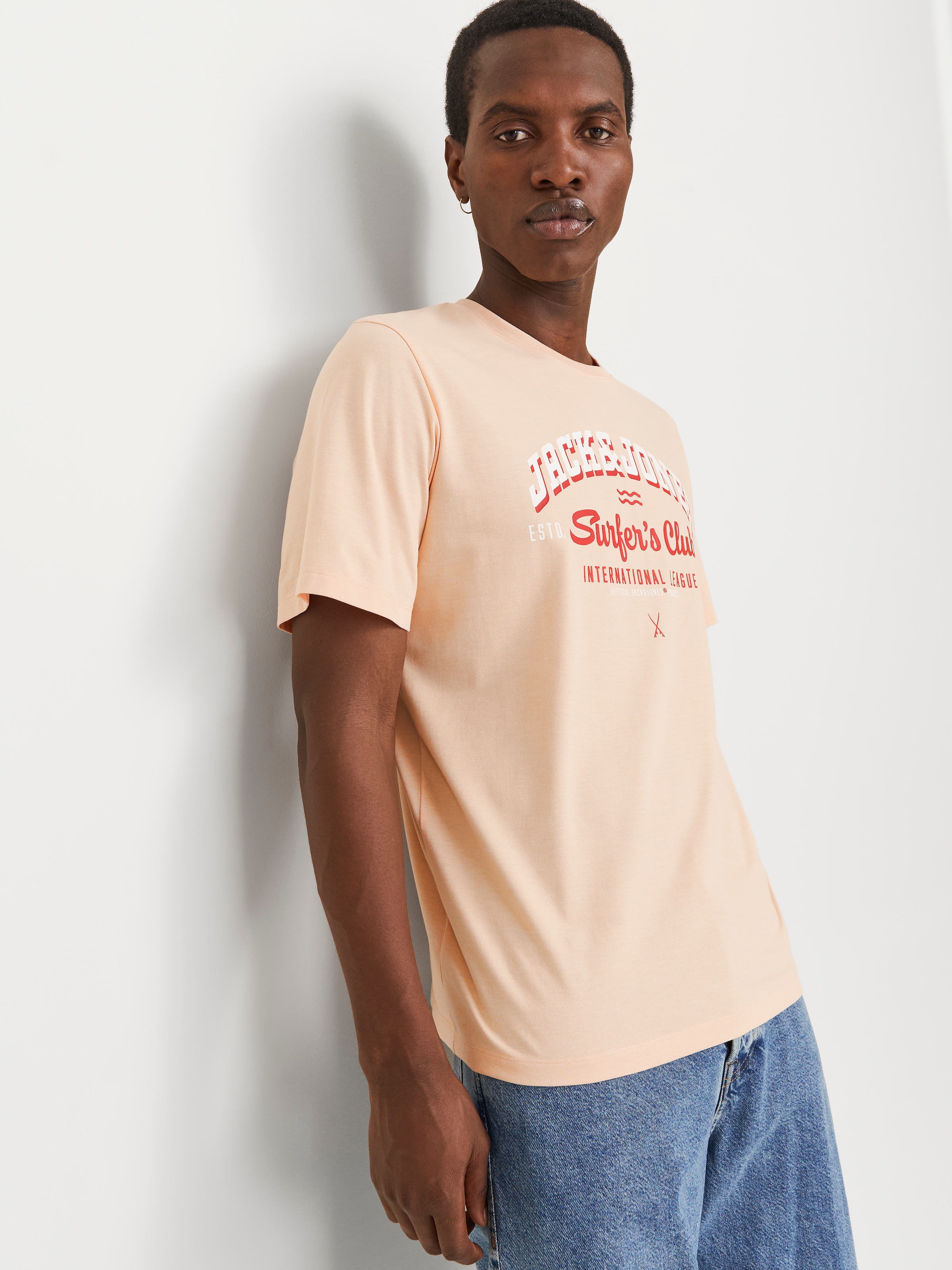 Jack & Jones Rundhalsshirt »JJELOGO TEE SS O-NECK 2 COL SS25 SN«, mit Logo Print