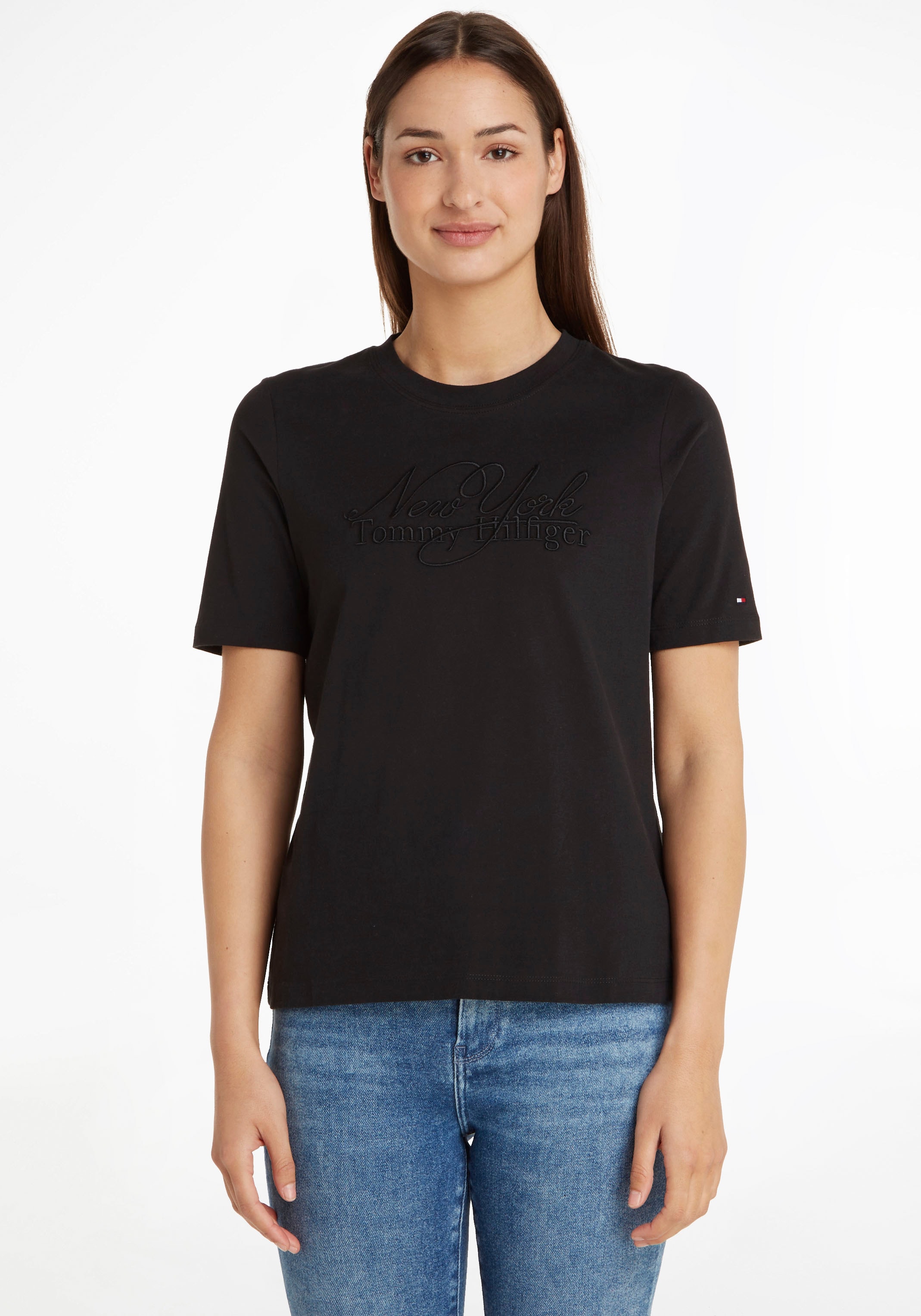 Tommy Hilfiger T-Shirt Markenlabel CTN bestellen bei Hilfiger BRUSHED Tommy OTTO SS«, C-NK mit NY »REG