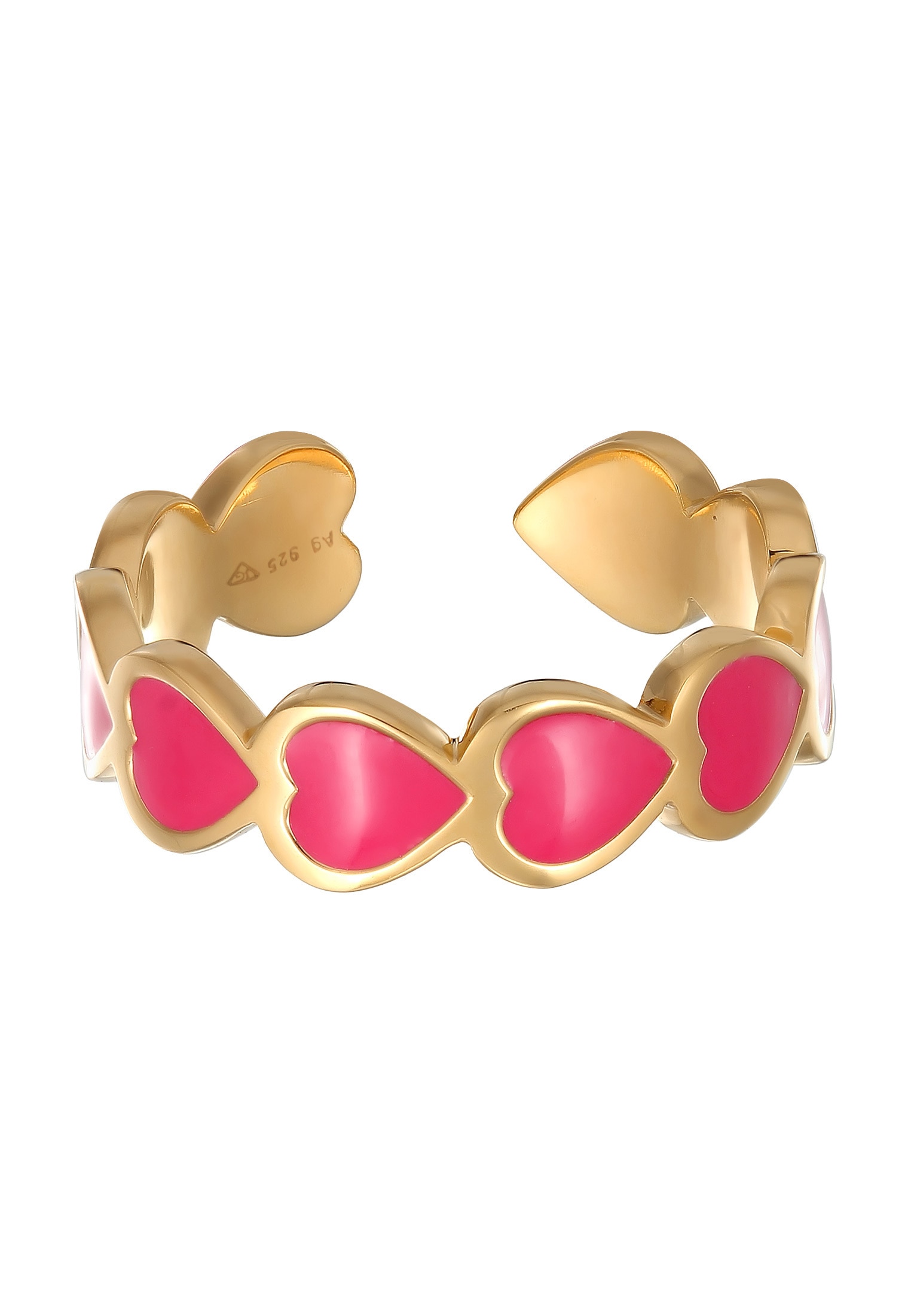 Elli Silberring »Ring Herz Ring Offen 925 Silber vergoldet«