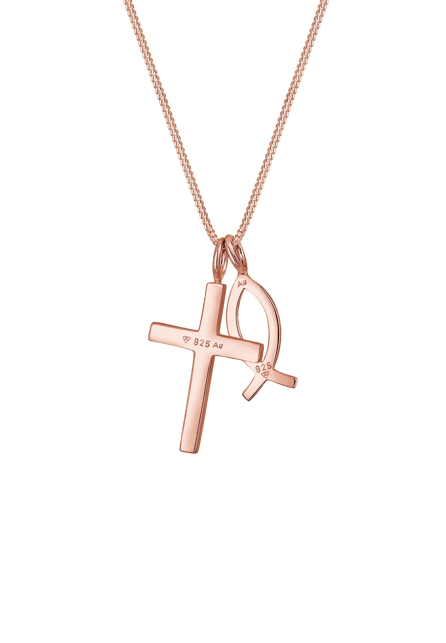 Elli Kette mit Anhänger »Halskette Kreuz Fisch Symbol Religion 925 Silber«