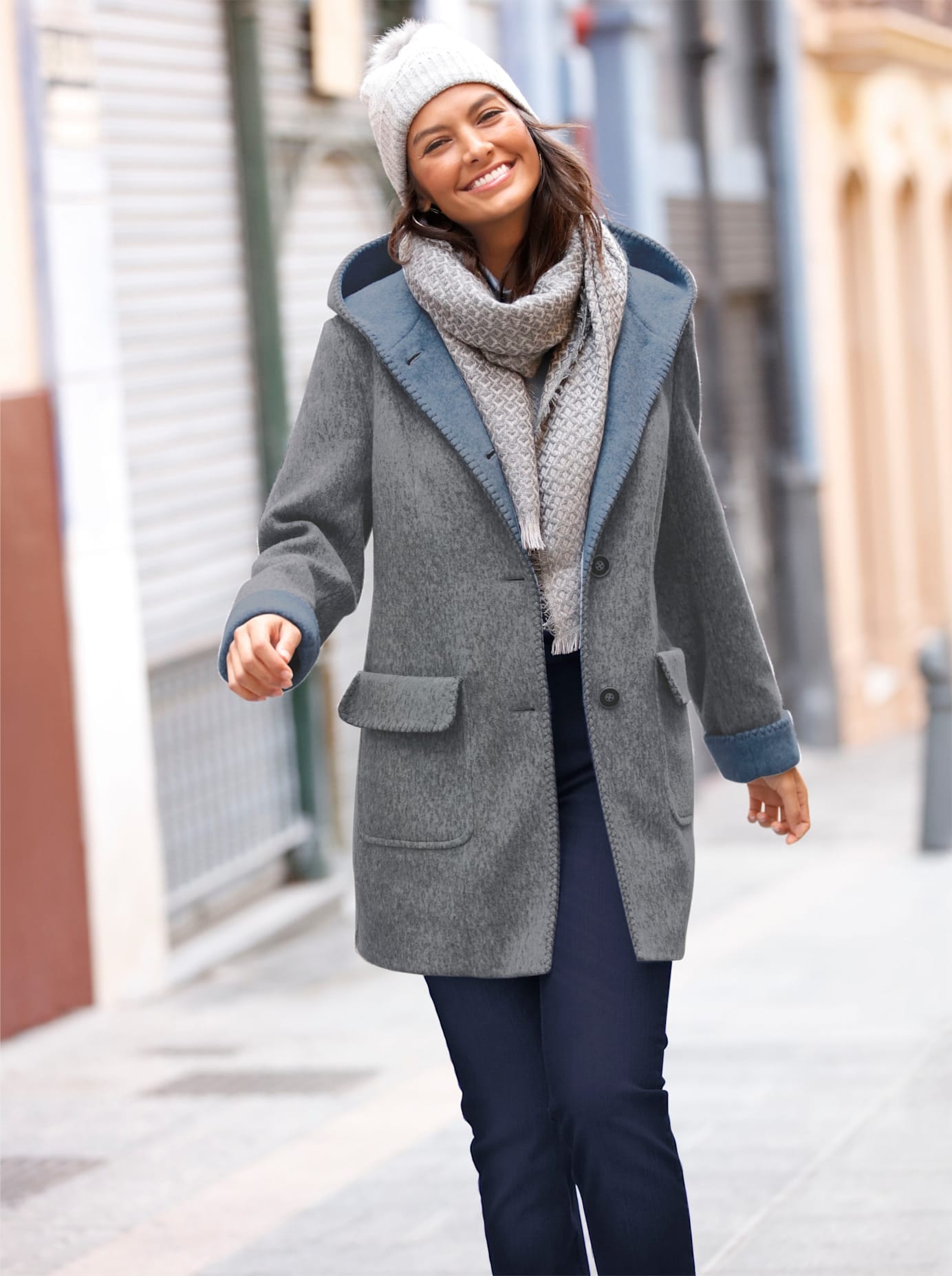 Casual Looks Damen Anorak mit Kapuze in grau, Größe 26
