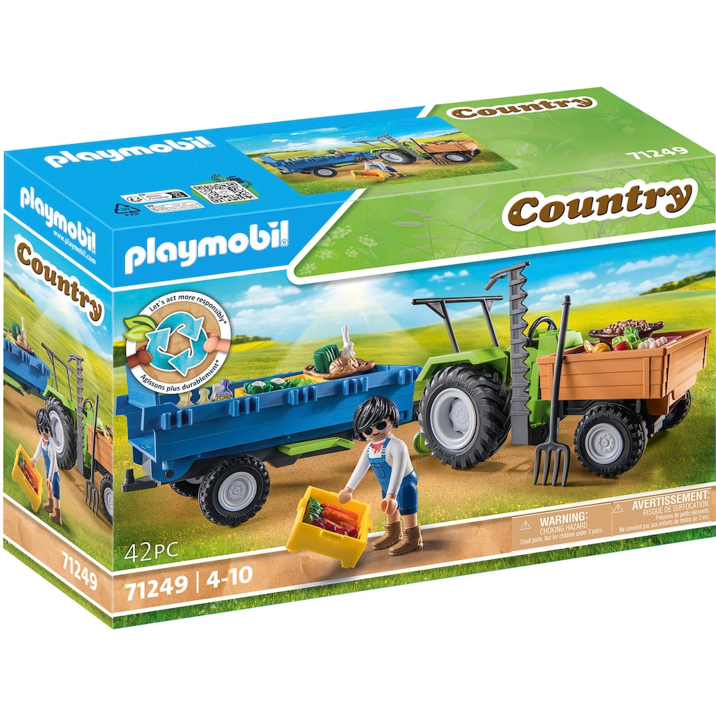 Playmobil® Konstruktions-Spielset »Traktor mit Hänger (71249), Country«, teilweise aus recyceltem Material; Made in Germany