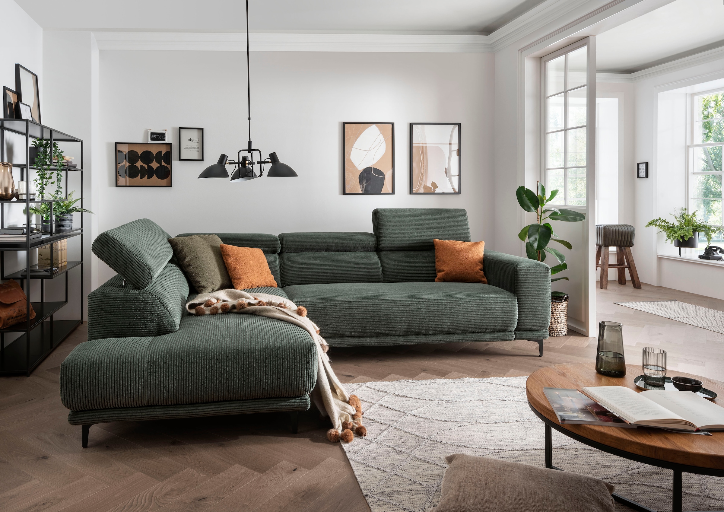 alina Ecksofa »Hikari«, wahlweise mit Sitzvorzug, in modernem Cordstoff, Breite 276 cm