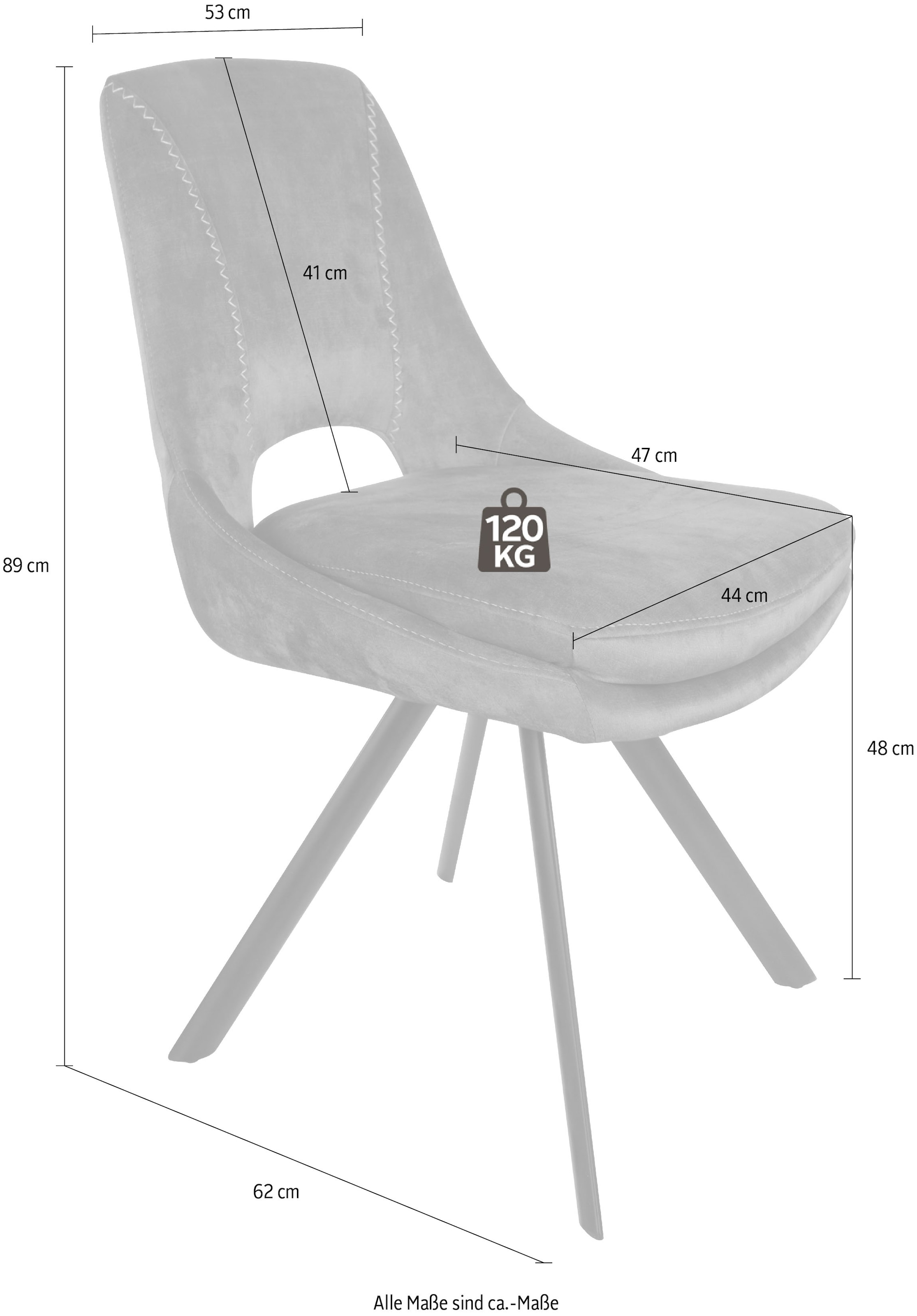 Kayoom Polsterstuhl »Stuhl Denver 125 2er-Set, Stuhl-Set in attraktivem Design«, (Set), 2 St., samtweicher Bezug, bequem, attraktive Ziernähte