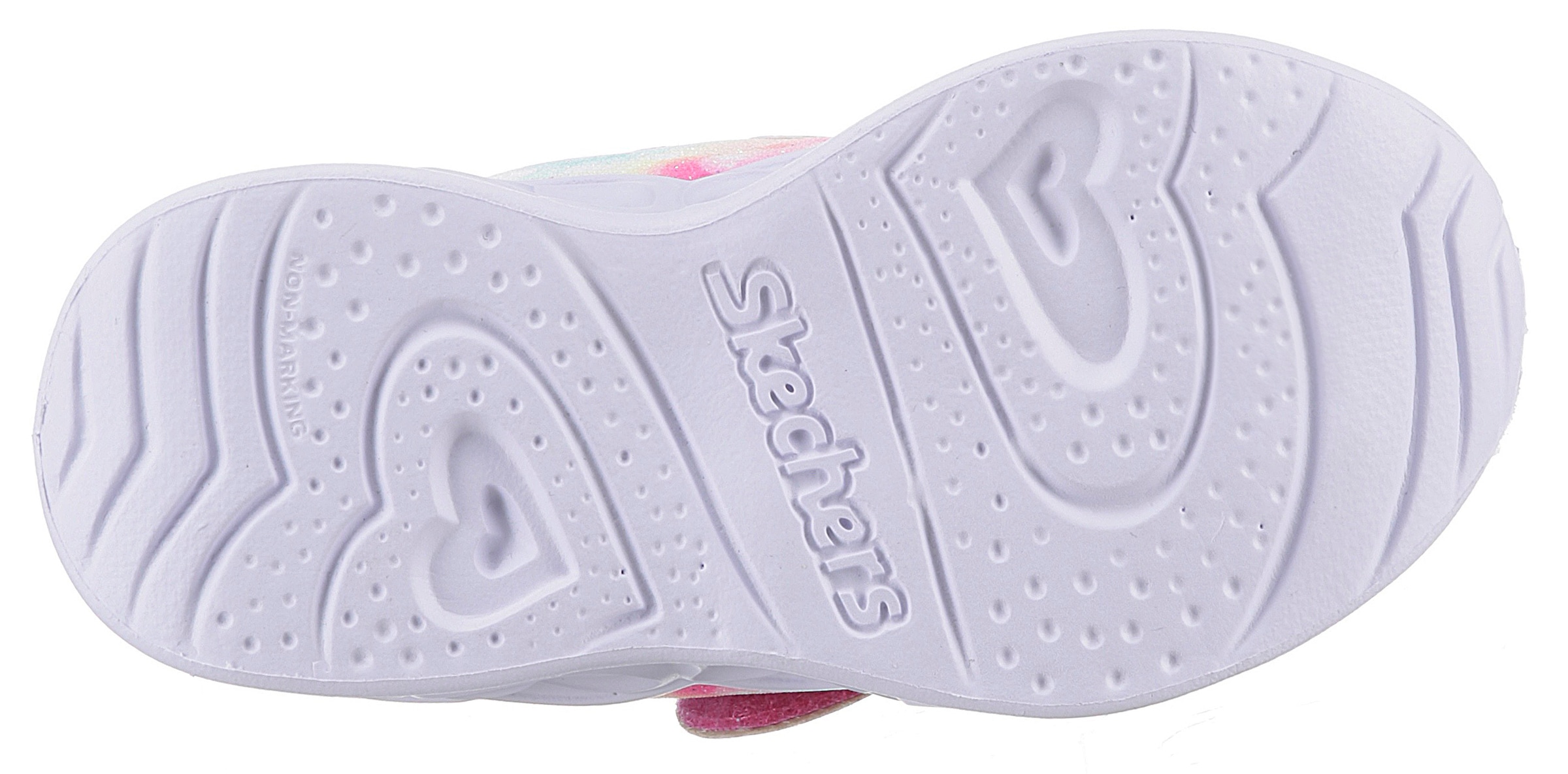 Skechers Kids Lauflernschuh »Blinkschuh HEART LIGHTS - LOVIN REFLECTION«, Sneaker, Klettschuh, Blinkschuh mit hübscher Herz-Applikation