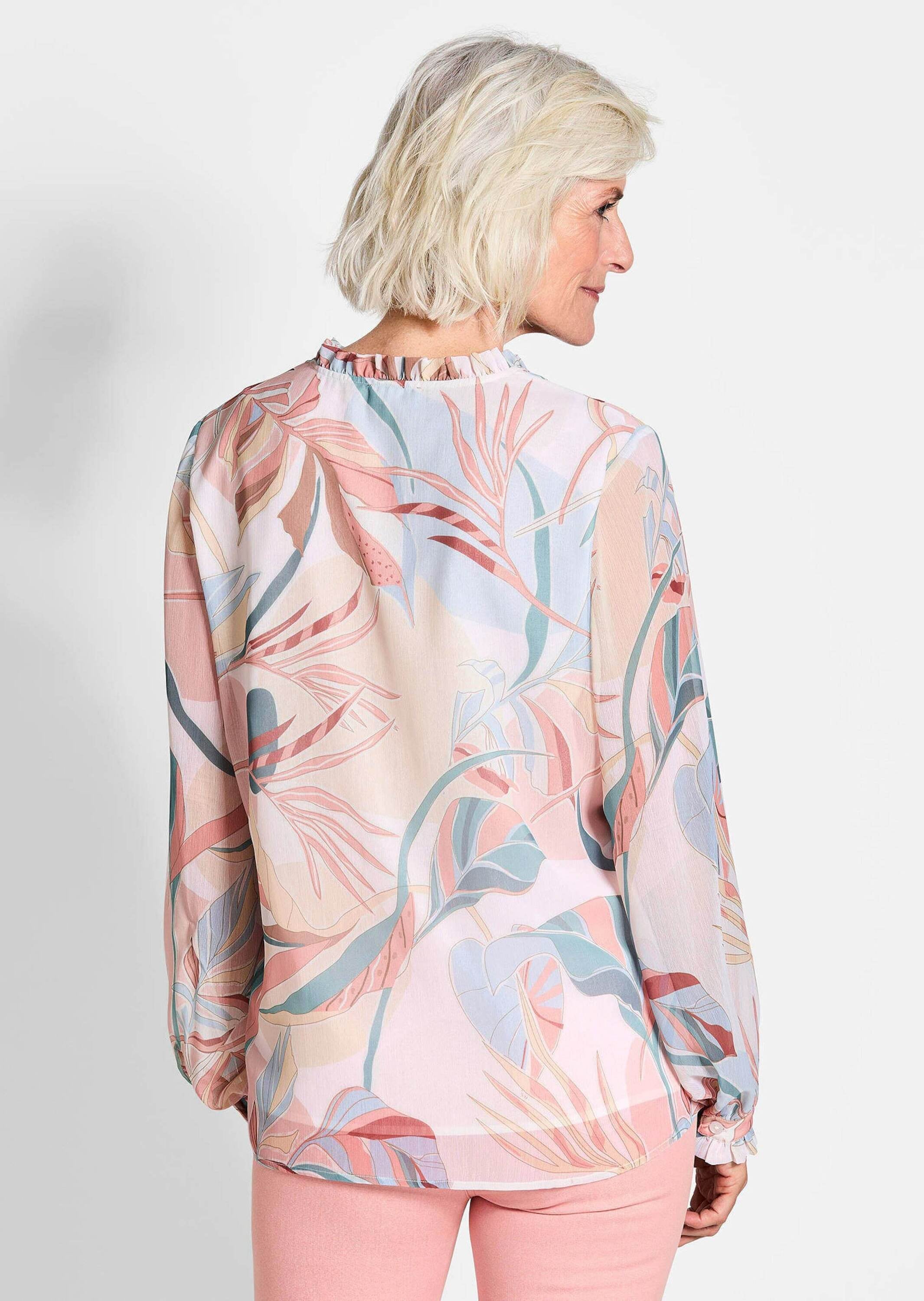 GOLDNER Schlupfbluse »Kurzgröße Luftige Bluse mit Rüschen-Details«