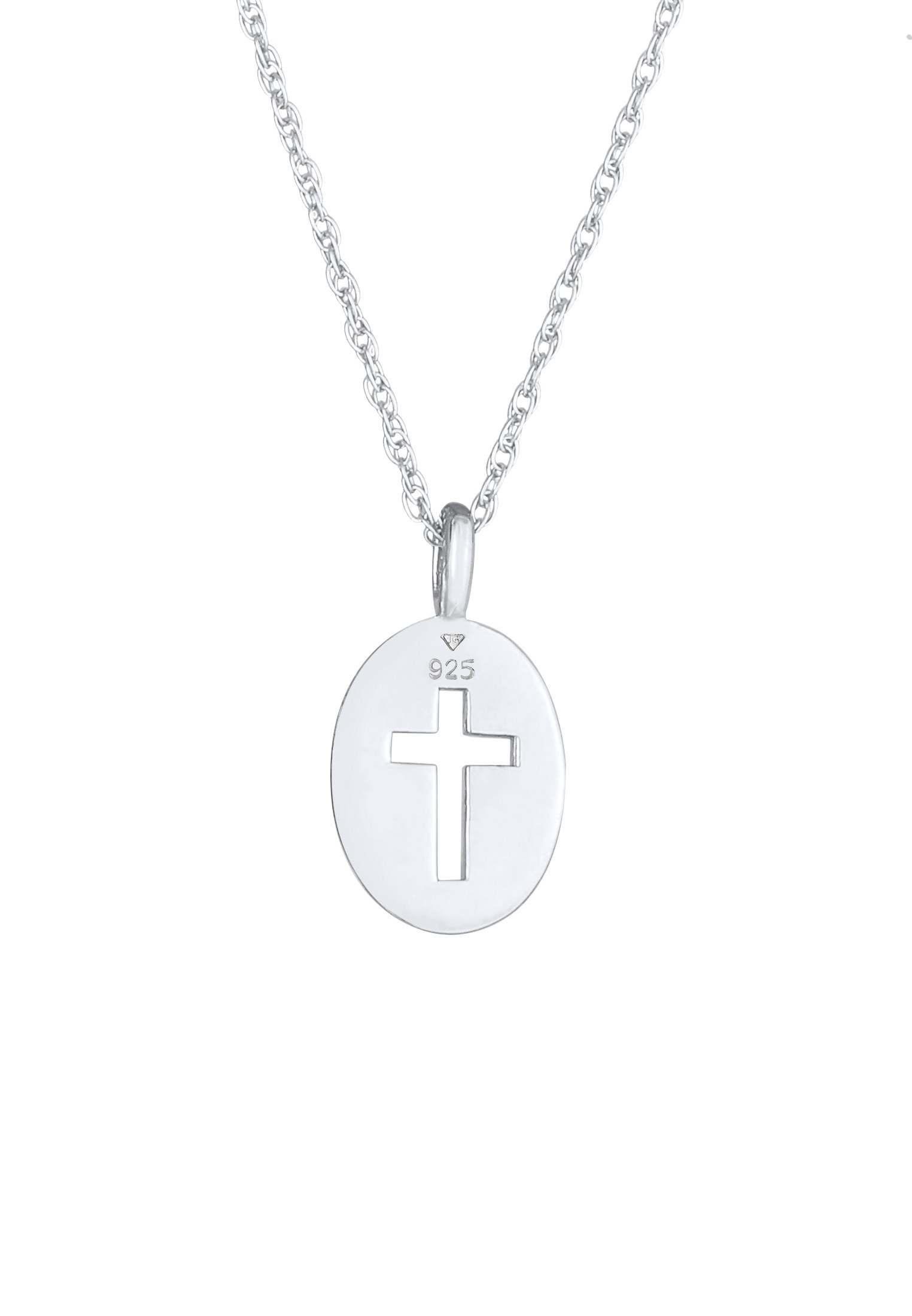 Elli Kette mit Anhänger »Halskette Anhänger Kreuz Cut Out Oval 925 Silber«
