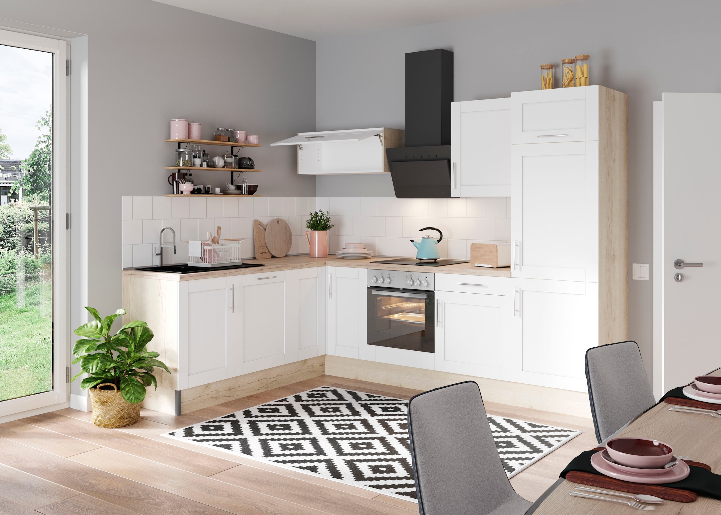 KOCHSTATION Küche »KS-Ahus«, 200 x 270 cm breit, wahlweise mit E-Geräten, Soft Close Funktion