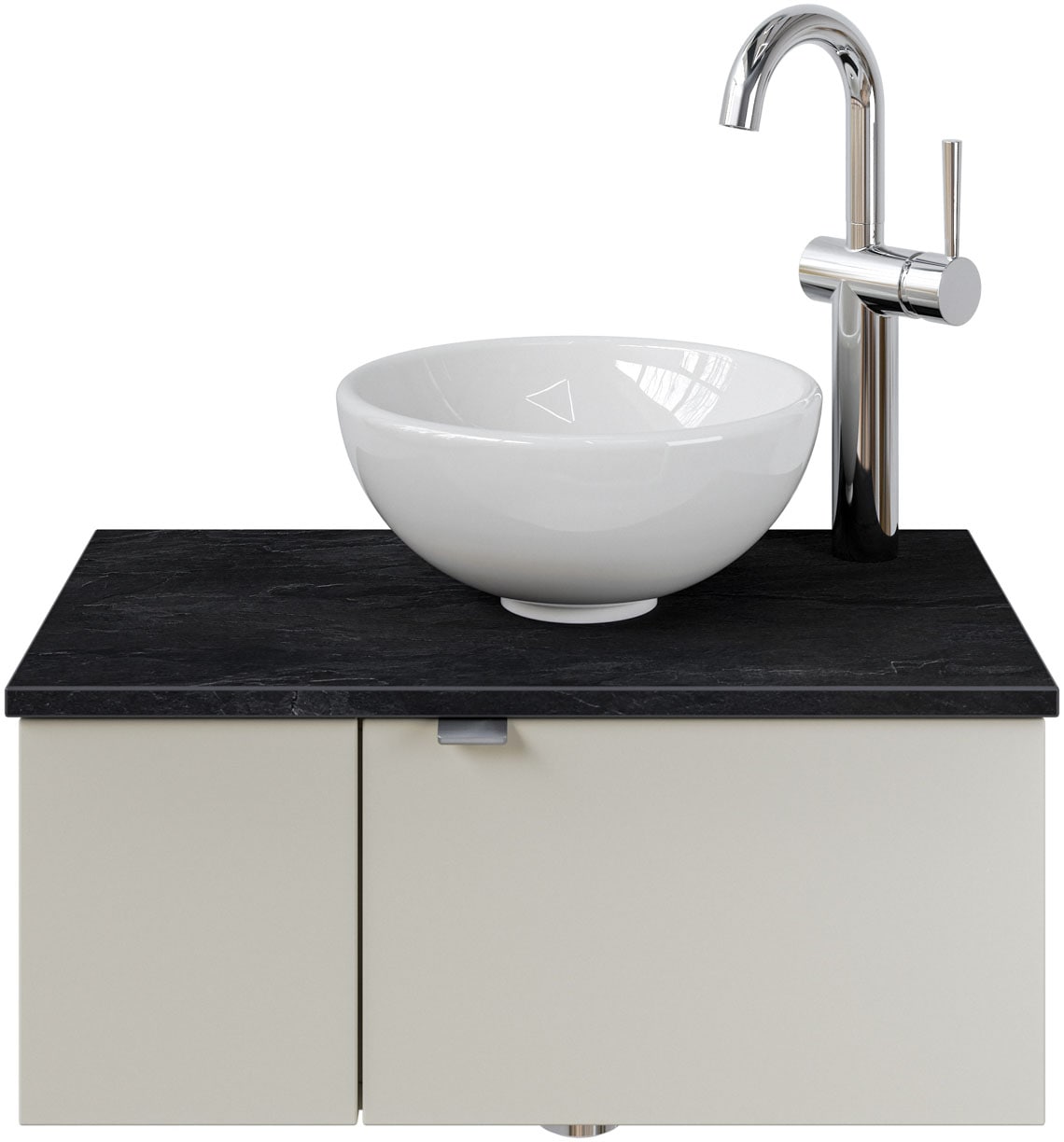 Saphir Waschtisch »Serie 6915 Waschschale mit Unterschrank für Gästebad, Gäste WC«, 61 cm mit Keramik-Aufsatzbecken, 2 Türen und 1 Fach