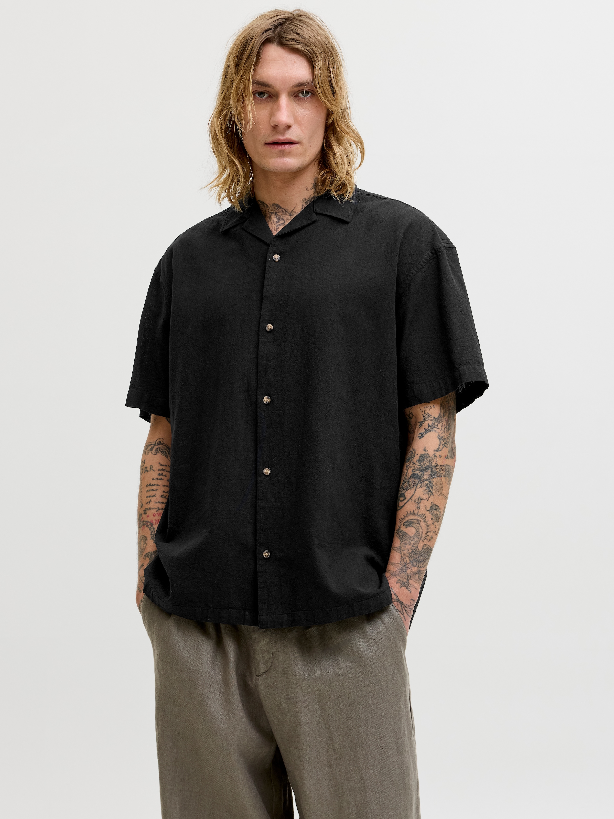 Jack & Jones Kurzarmhemd »JJESUMMER LINEN BLEND RESORT SHIRT SS SN« Baumwollmischung, relaxed fit