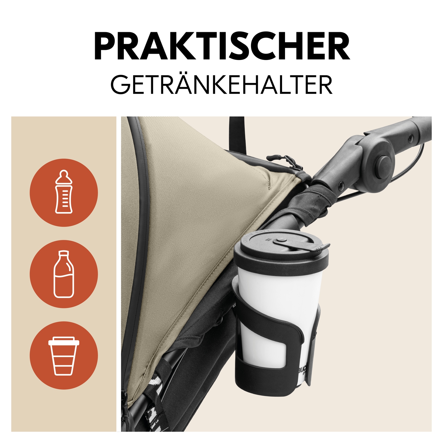 Hauck Dreirad-Kinderwagen »Runner 3, olive«, 22 kg, mit XXL-Lufträdern und Handbremse; bis 22 kg beslastbar