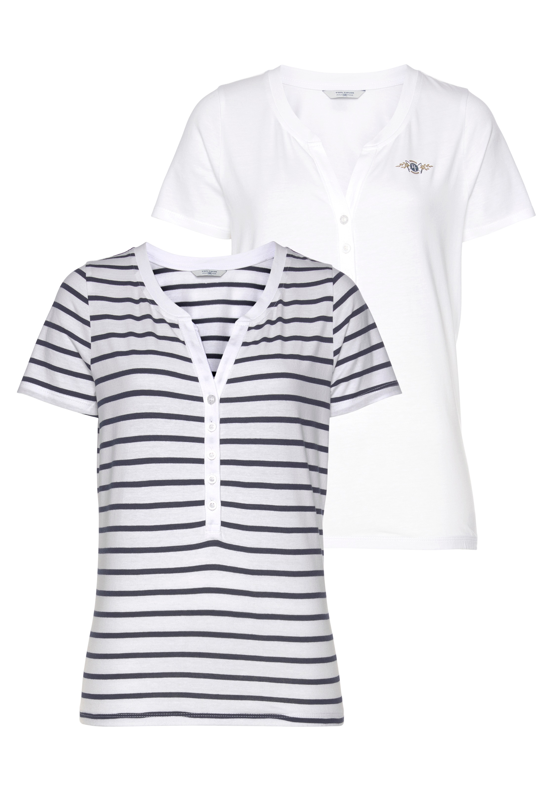 TOM TAILOR Polo Team Blusenshirt, im attraktiven Doppelpack - ein Must-Have-Basic