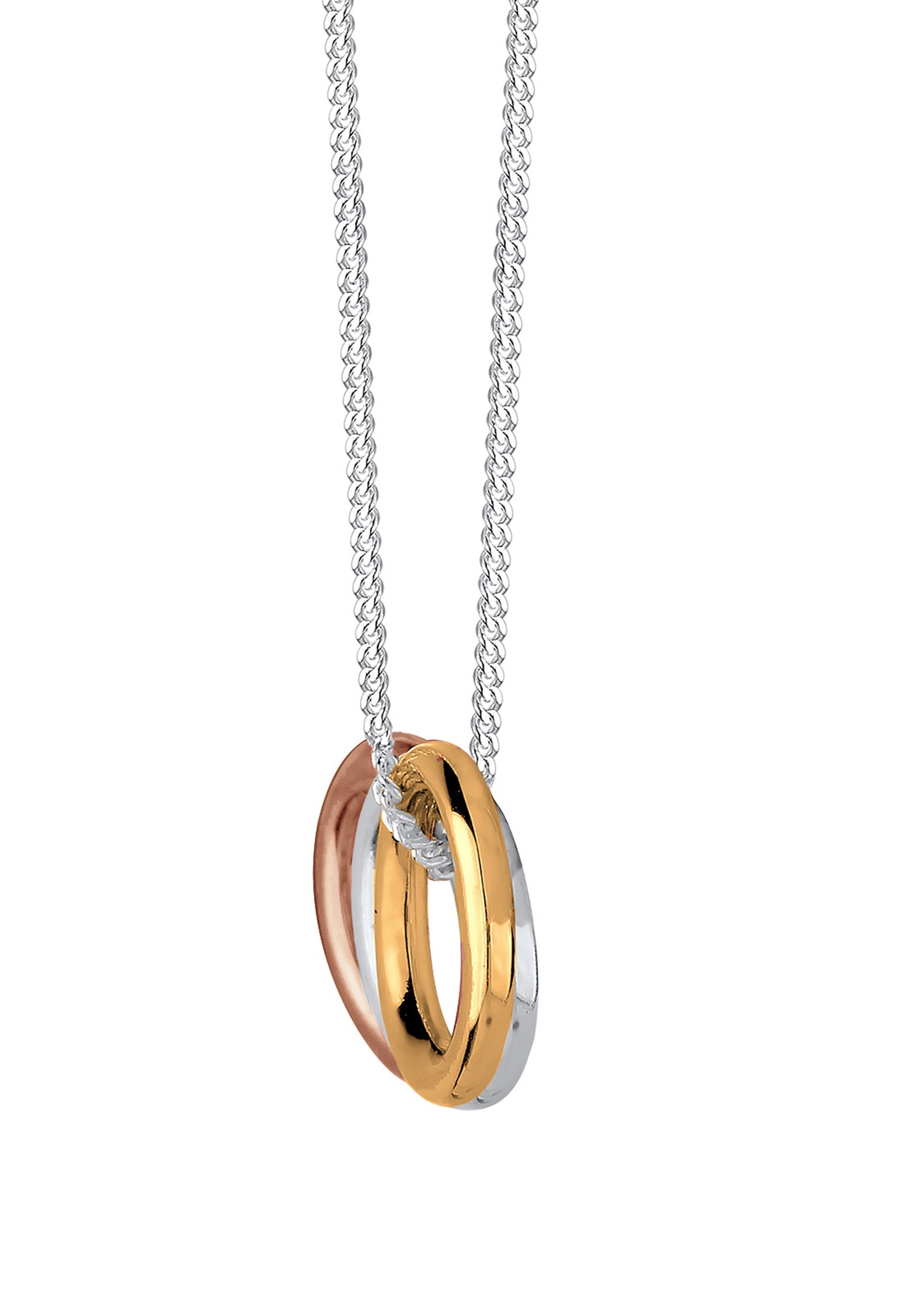 Elli Kette mit Anhänger »Halskette Kreis 925 Sterling Silber Tricolor«