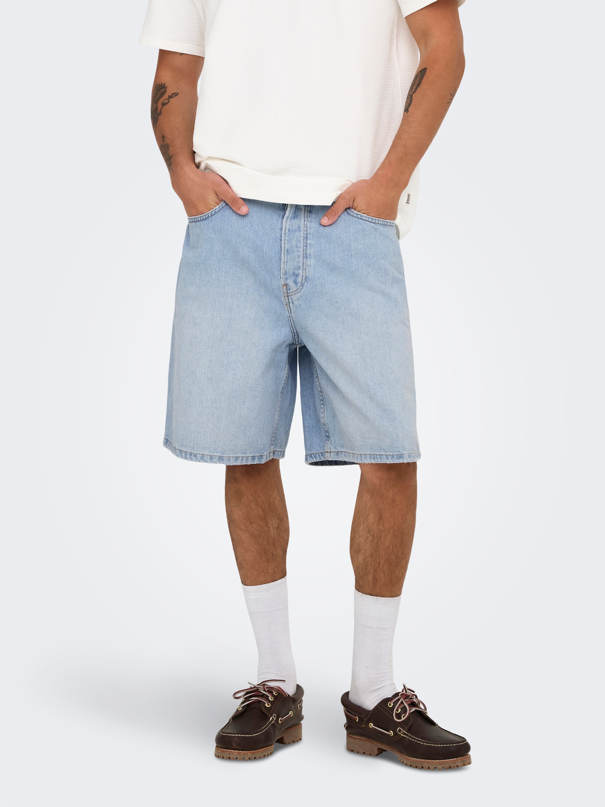ONLY & SONS Jeansshorts »ONSFADE LB 3155 TAI DNM SHORTS NOOS« Baumwolle, loose fit