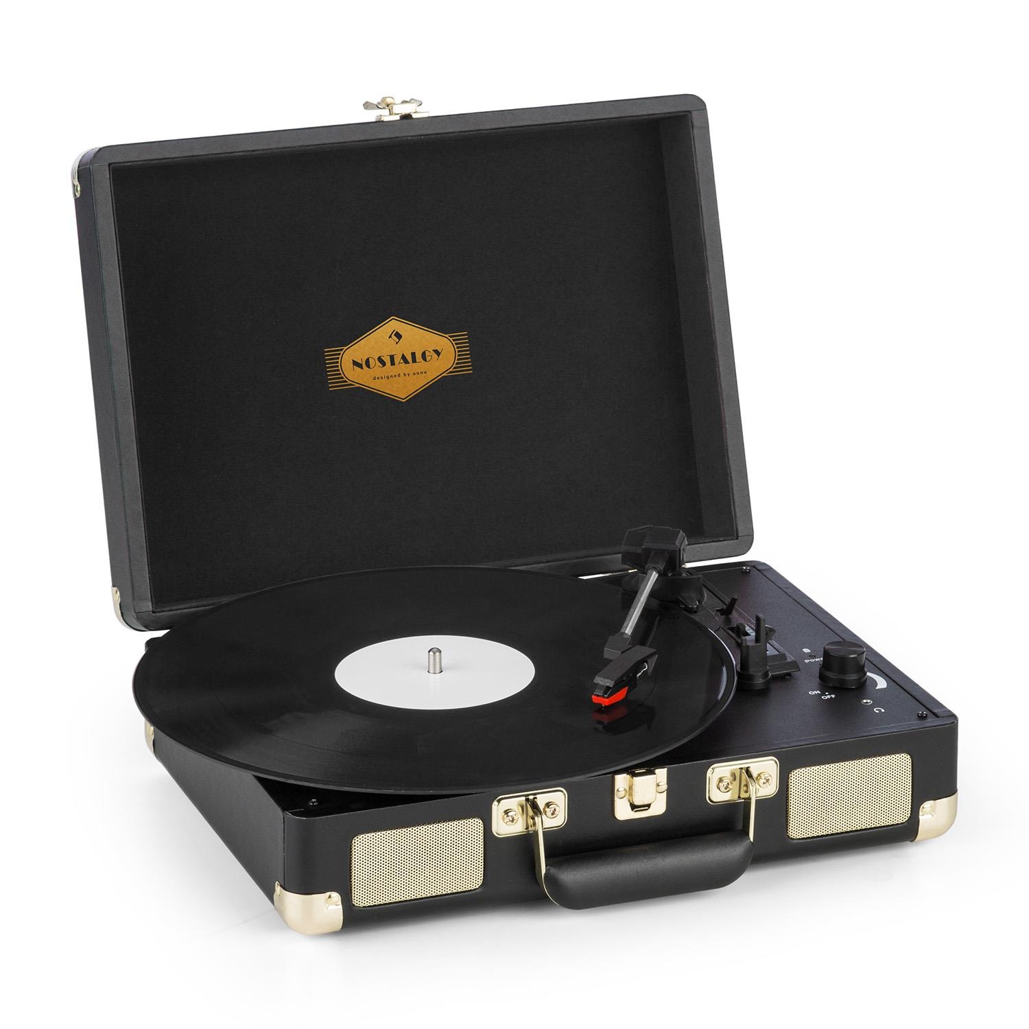 Auna Plattenspieler Stereolautsprecher USB-Anschluss schwarz/gold