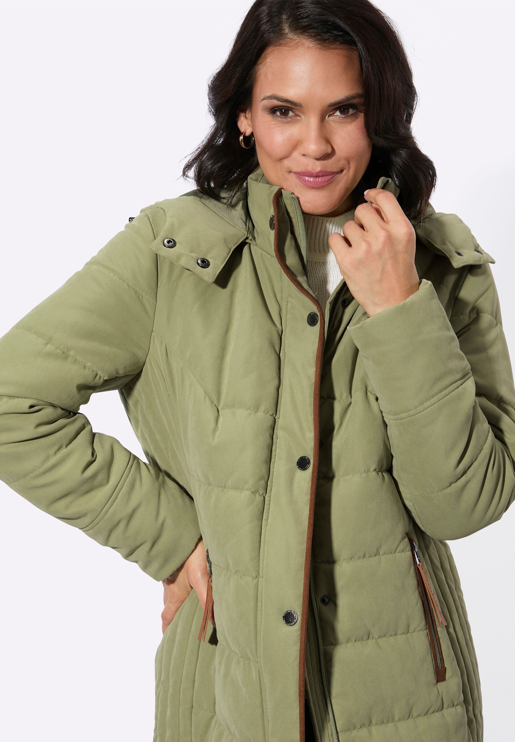 Witt Steppjacke »Steppjacke Longjacke mit Stehkragen und Kapuze« Abnehmbare Kapuze