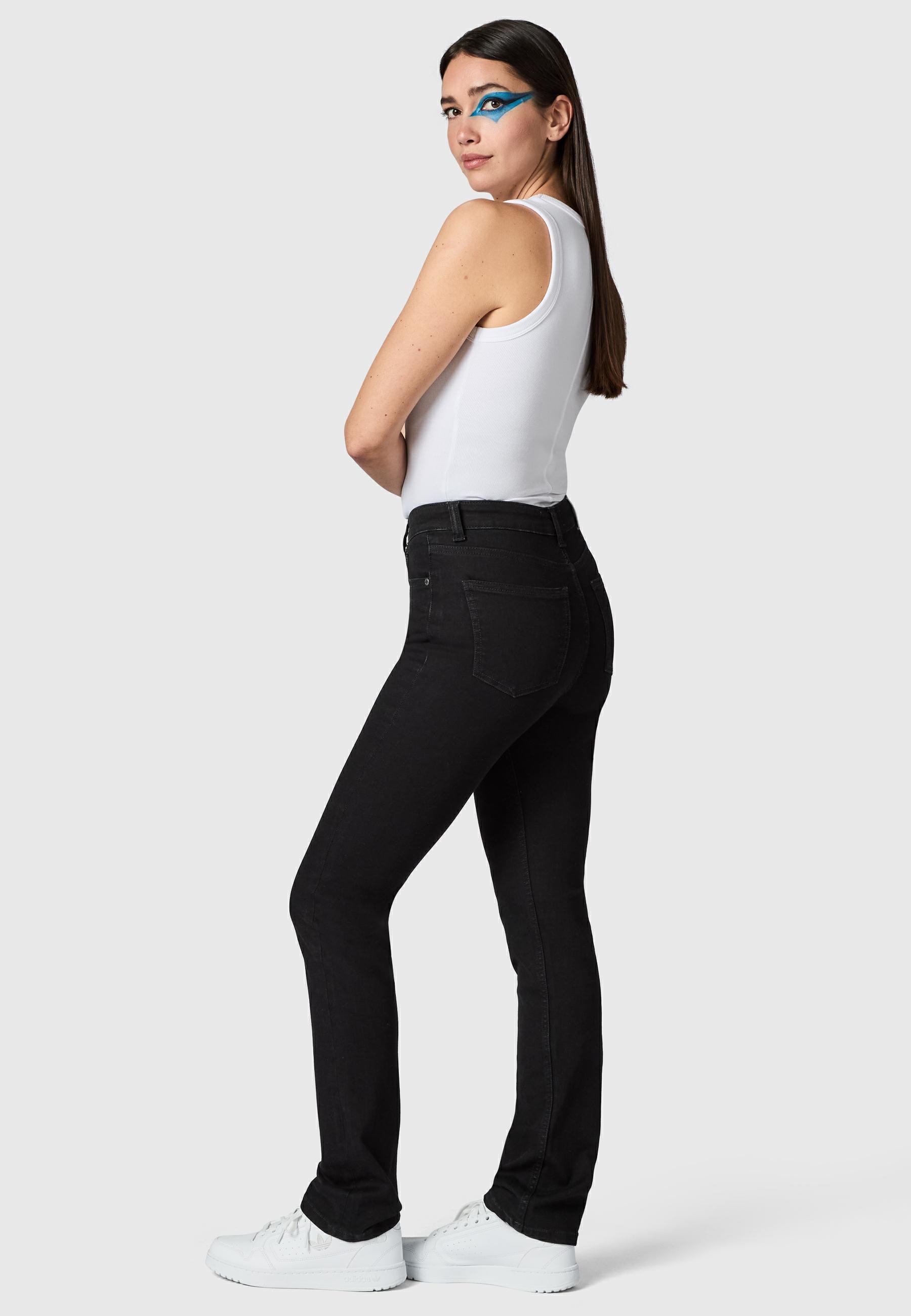 PEAK TIME Straight-Jeans »Straight-Jeans Galaxa« Gerade Damen Jeans mit Logoprägung