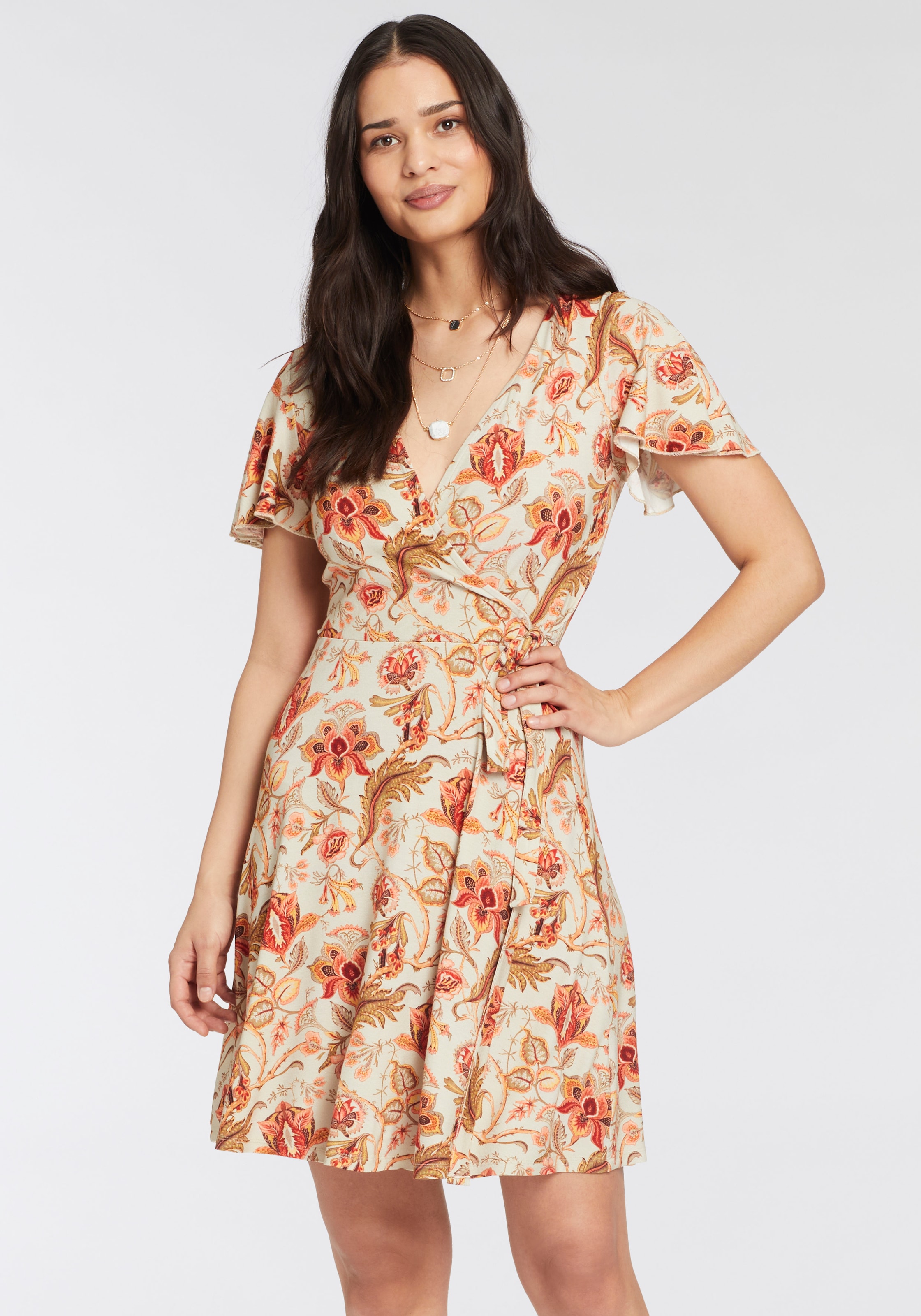 Laura Scott Jerseykleid, mit femininen Schmetterlingsärmeln