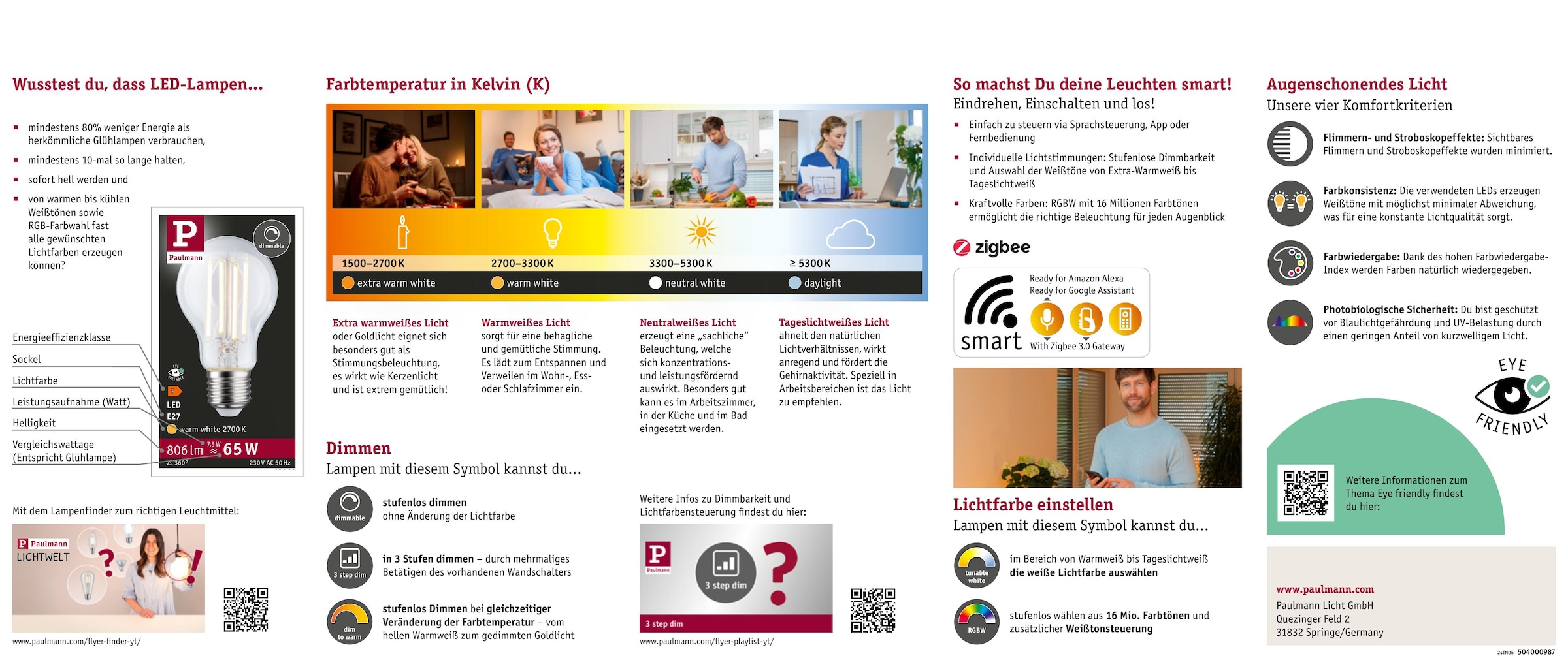 Paulmann LED-Leuchtmittel »Eco-Line 3er Pack Kerze 525lm 2,5W 3000K klar 230V« Warmweiß