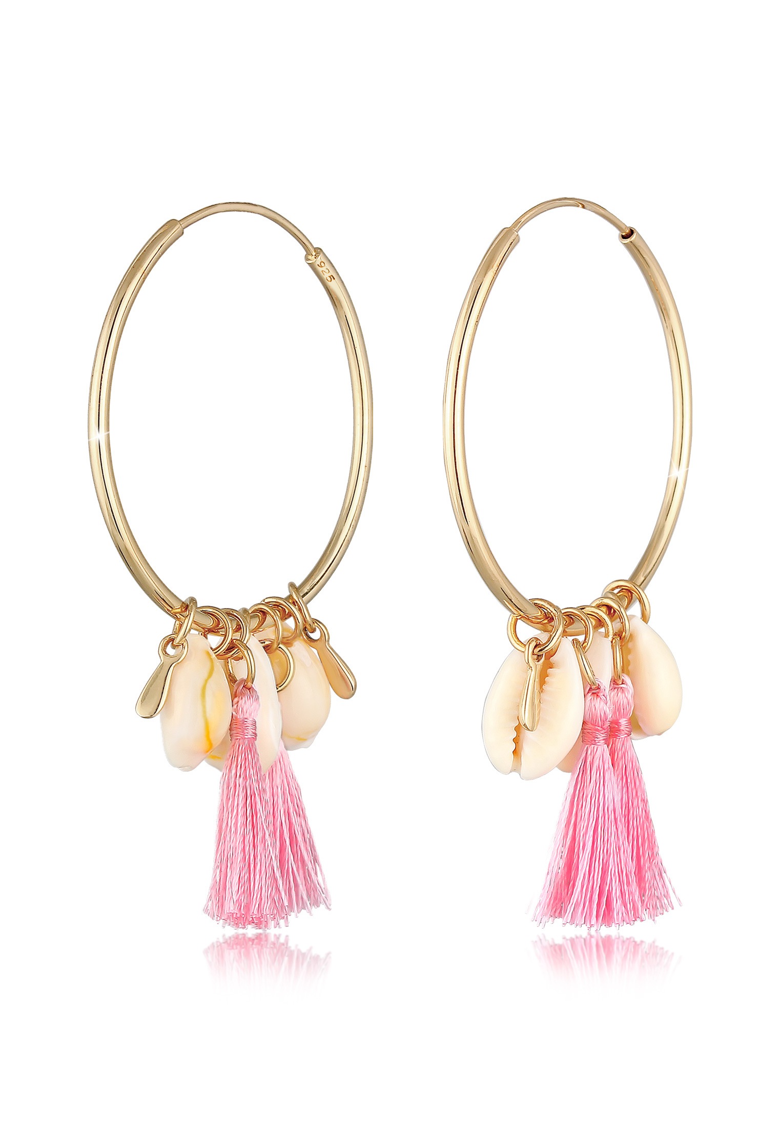 Elli Paar Creolen »Creolen Tassel Muschel Festival Boho 925 Silber«
