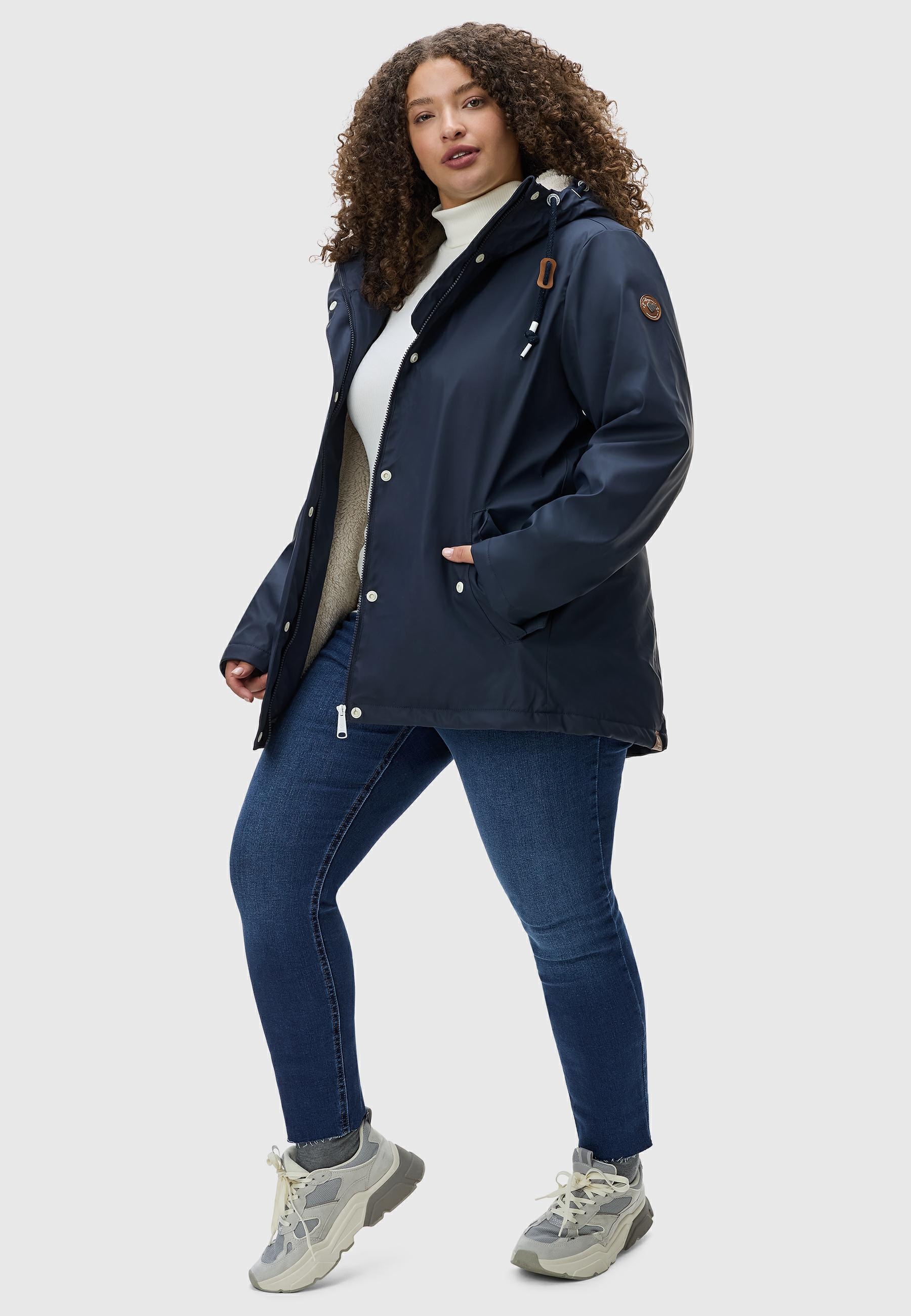 Ragwear Regenjacke »Regenjacke Marge«, mit Kapuze, warm gefütterter Damen Winter Regenmantel