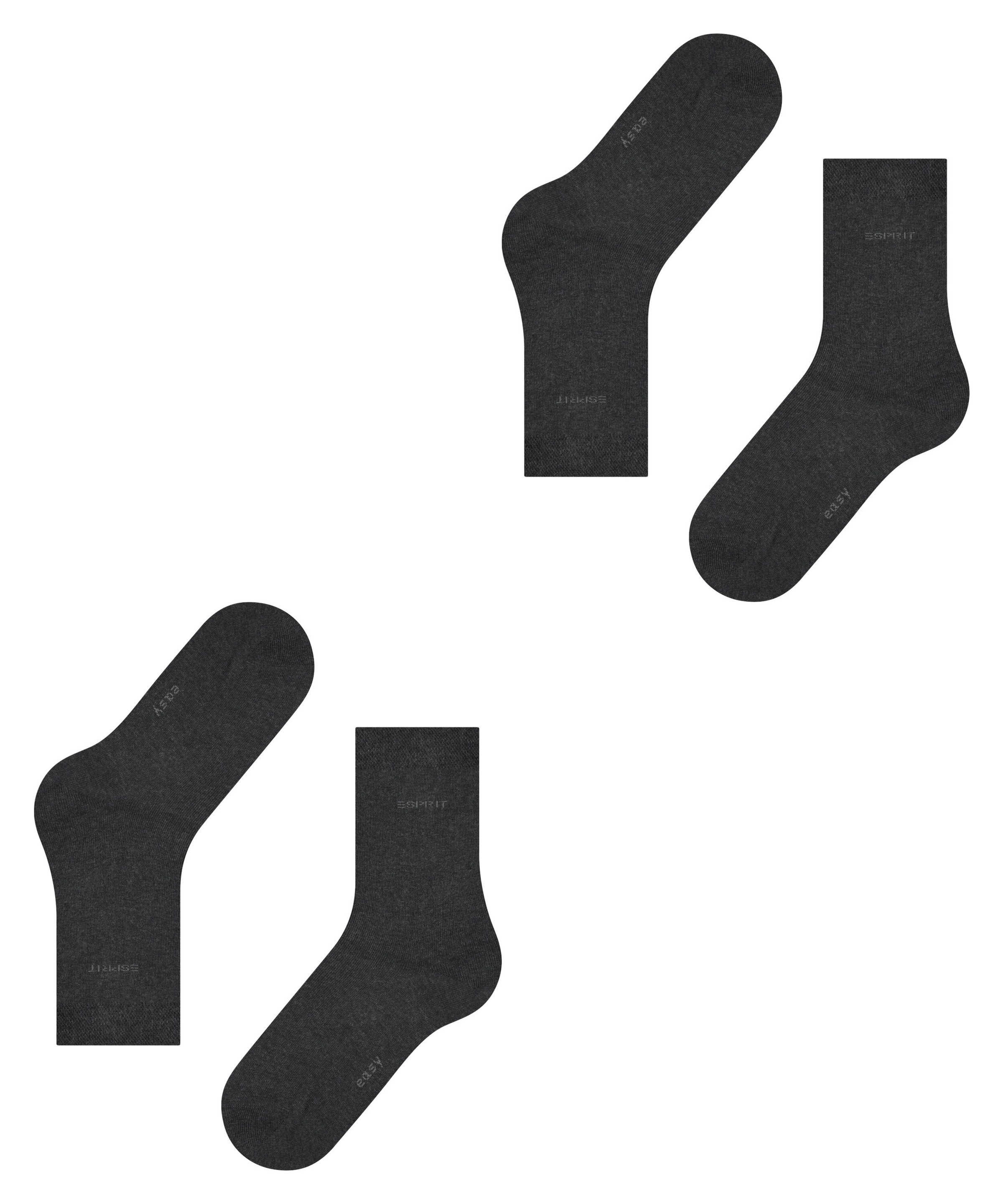 Esprit Socken »Basic Easy«, (2 Paar, 2er Pack), ohne einschneidendes Bündchen, Basic-Socke, Uni-Strümpfe atmungsaktiv