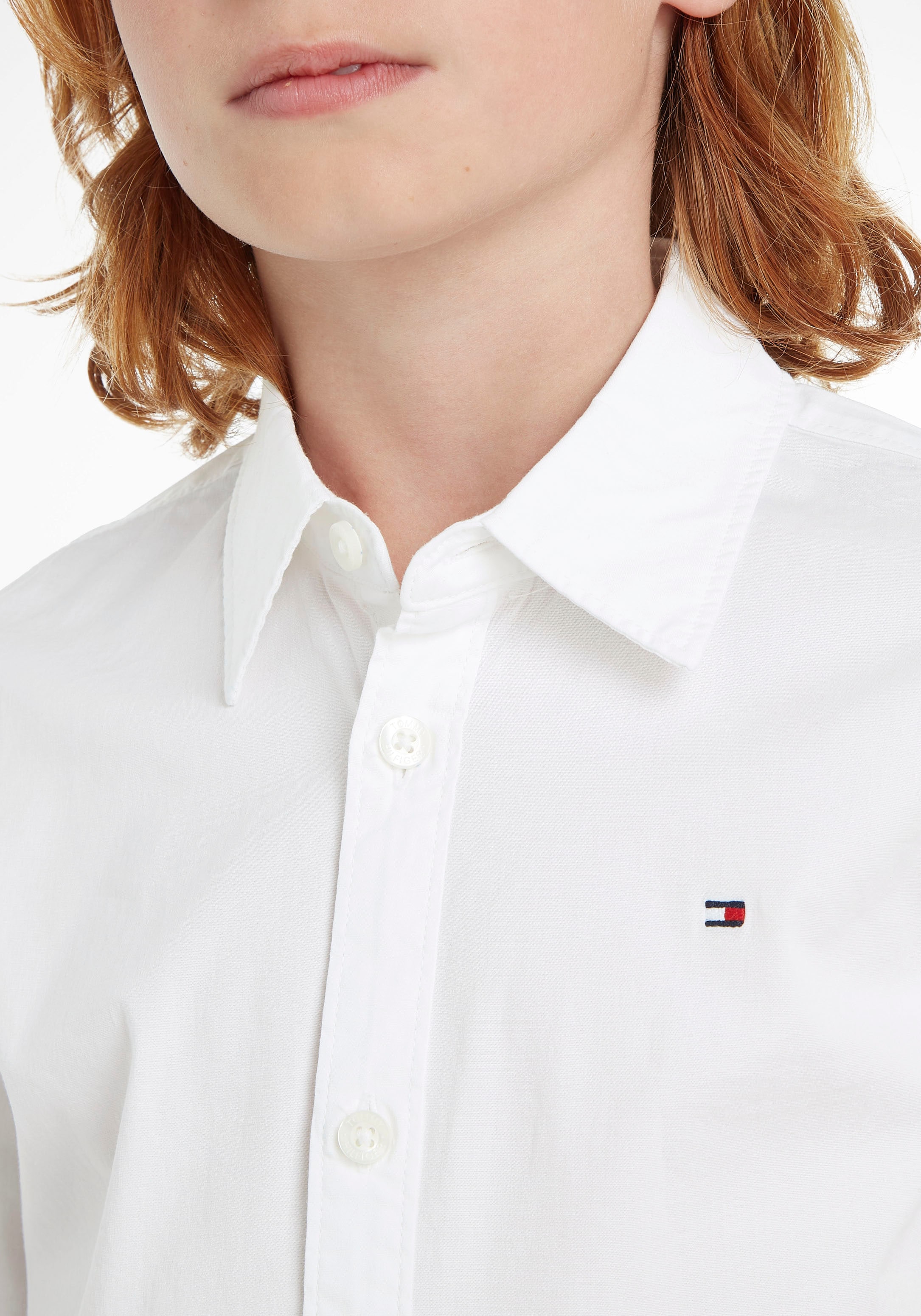 Tommy Hilfiger Langarmhemd »SOLID STRETCH POPLIN SHIRT L/S«, Kinder Kids  Junior MiniMe bestellen bei OTTO | Freizeithemden