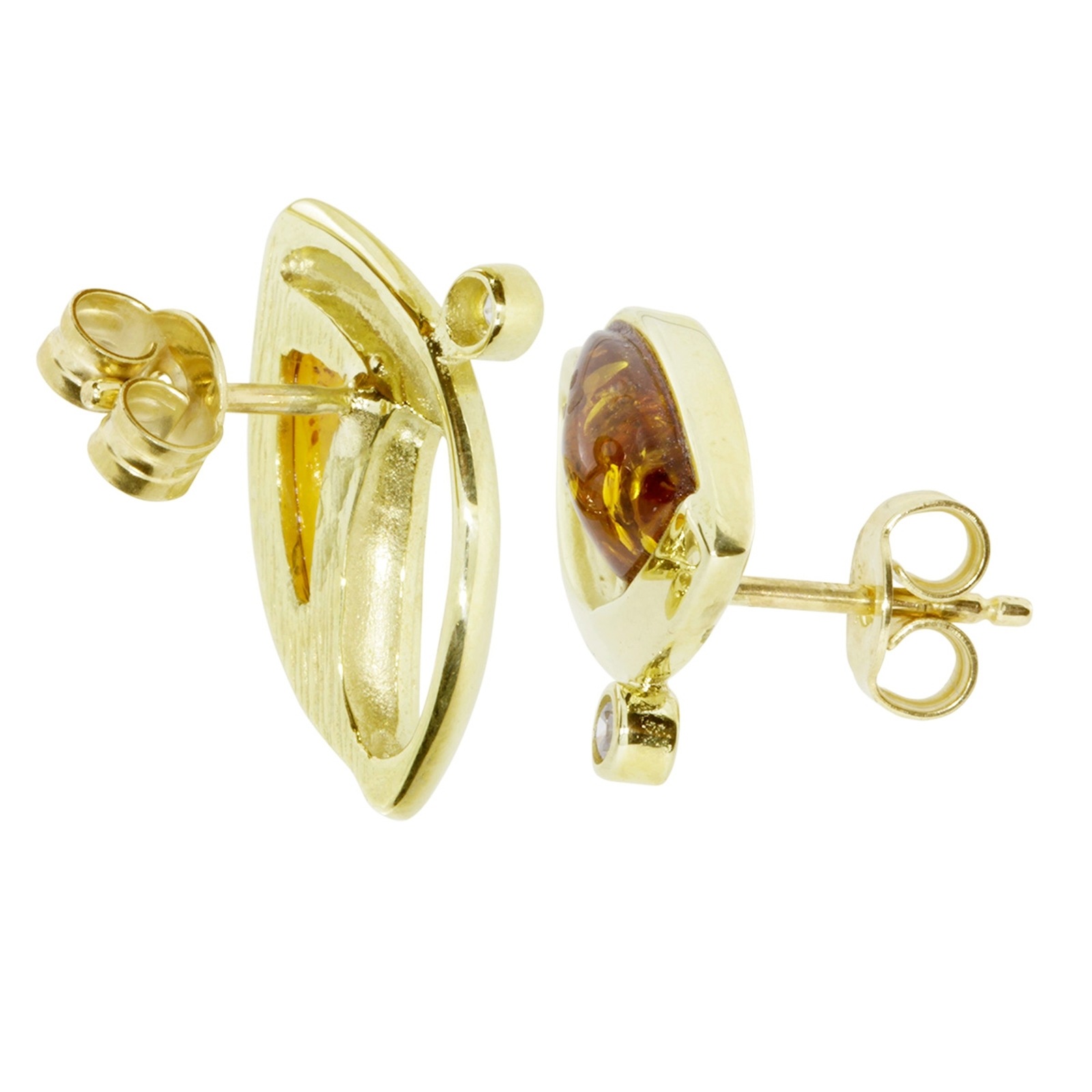 OSTSEE-SCHMUCK Paar Ohrstecker »- Antonia - Gold 333/000 - Bernstein/Zirk.«