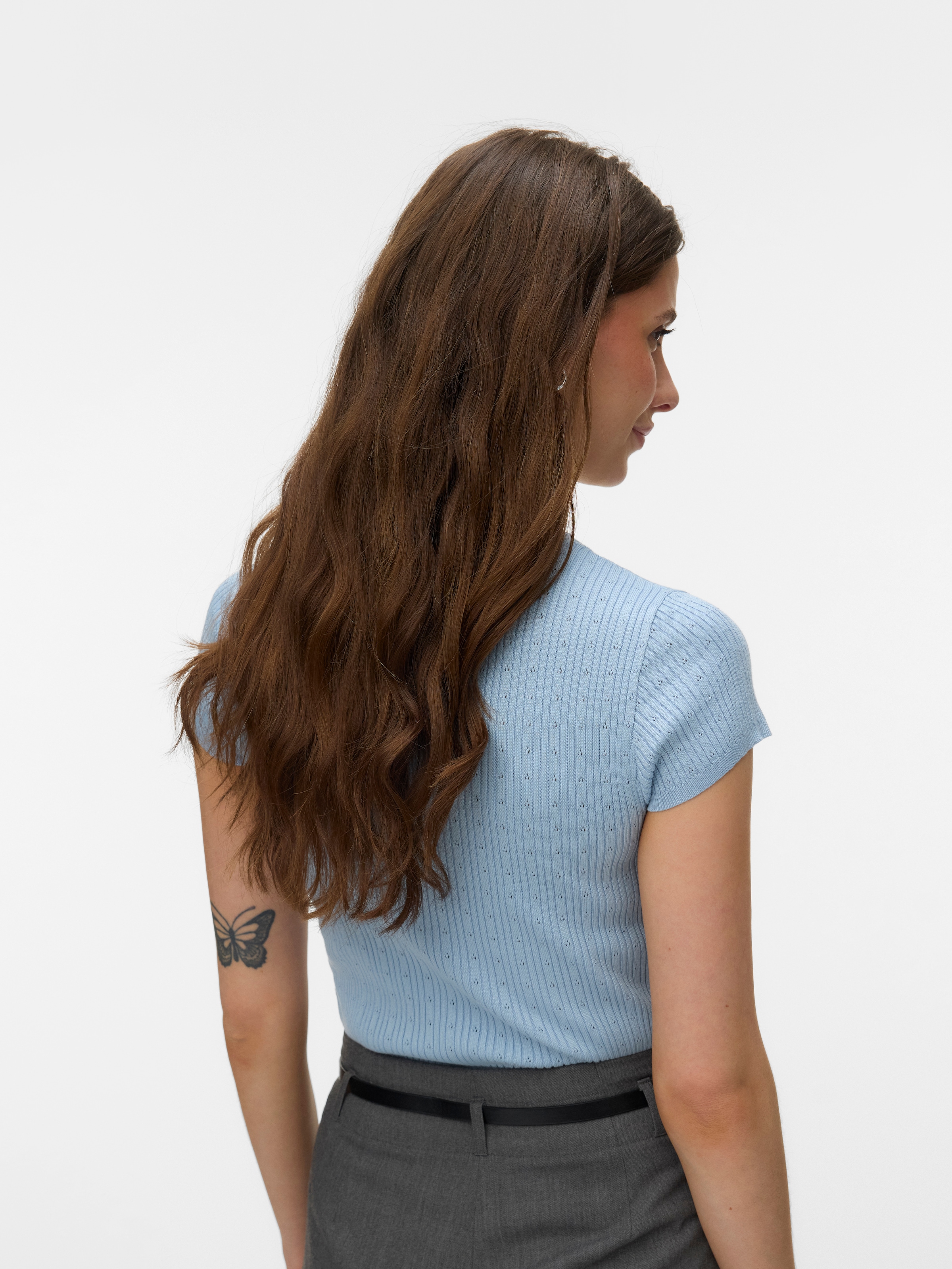 Vero Moda Kurzarmpullover »VMSILJE C/S O-NECK POINTELLE PULL NOOS« Sommerpulli