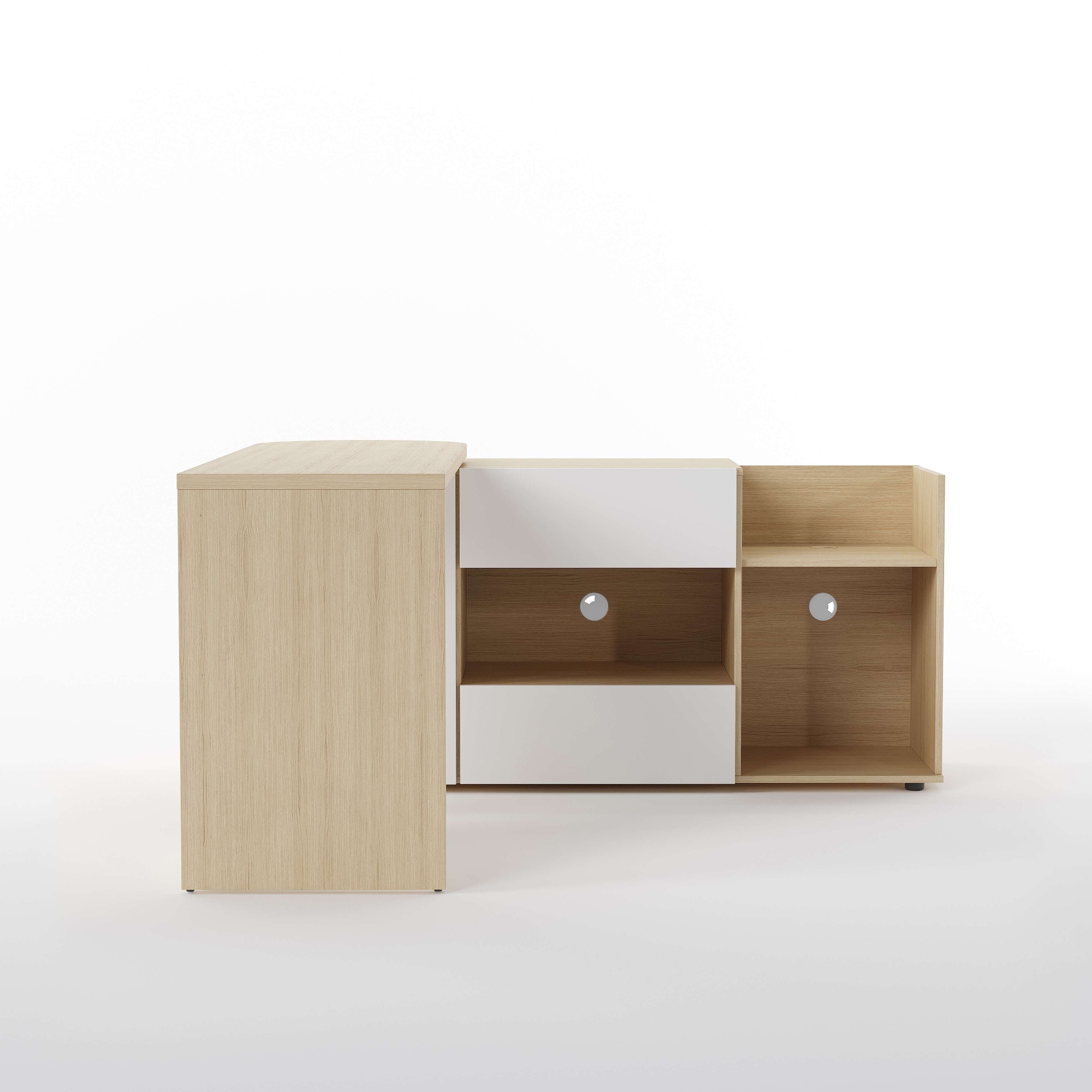 TemaHome Sekretär »ein Sideboard und Schreibtisch, ausziehbar, über Eck,«, mit 2 Schubladen, 1 Tür, offene Fächer, mit Kabeldurchführung